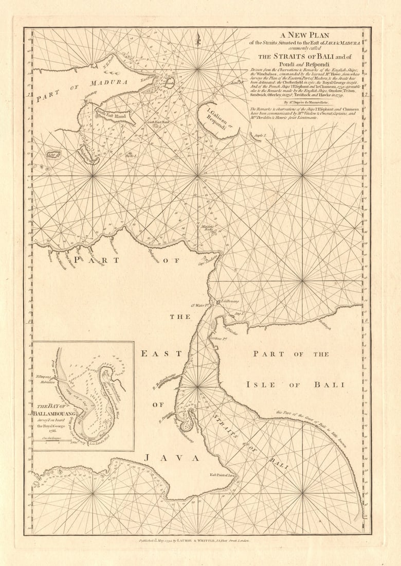 The Straits to the East of Java'. Bali Straits. LAURIE & WHITTLE 1794 map (1 of 1)