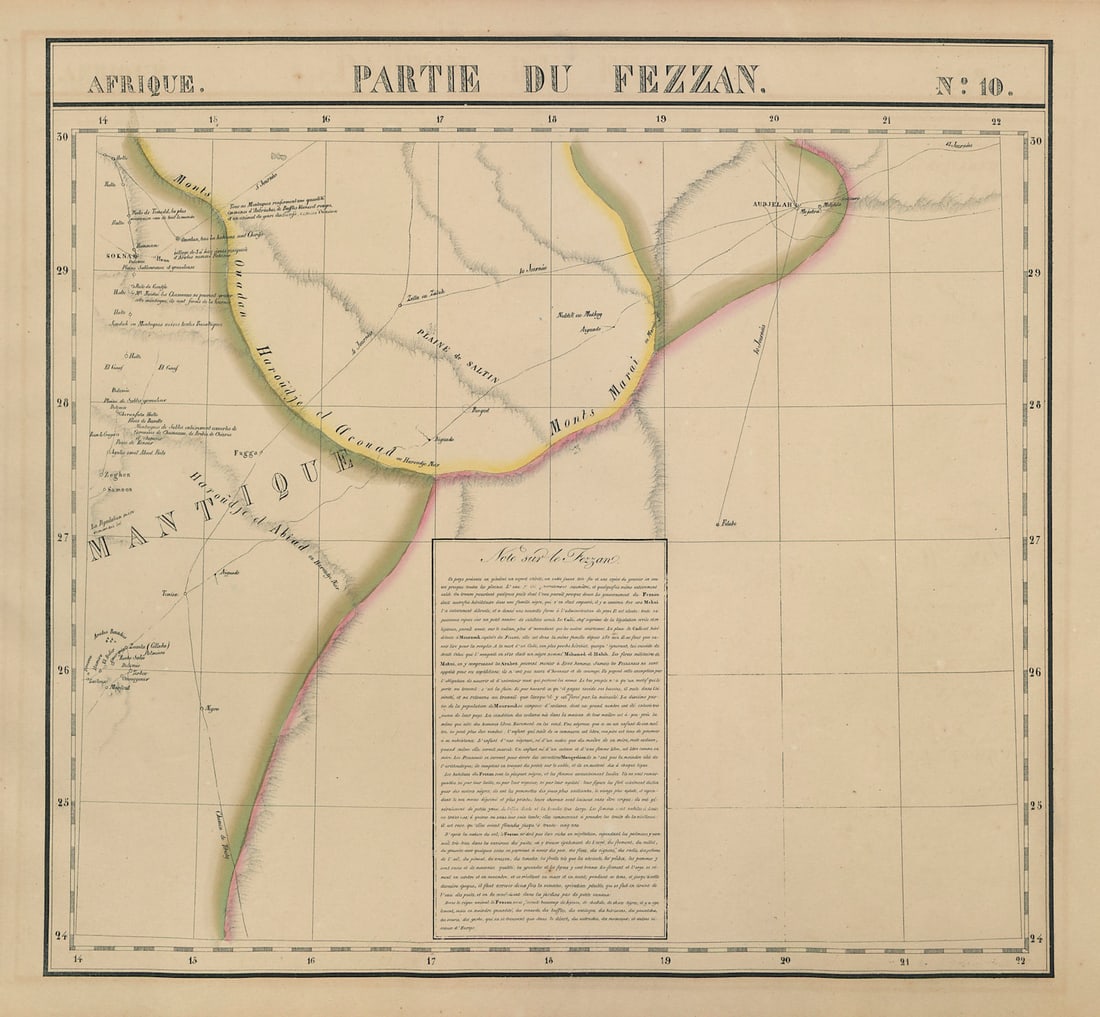 Afrique. Partie du Fezzan #10 Eastern Libya. Sahara Desert VANDERMAELEN 1827 map (1 of 1)