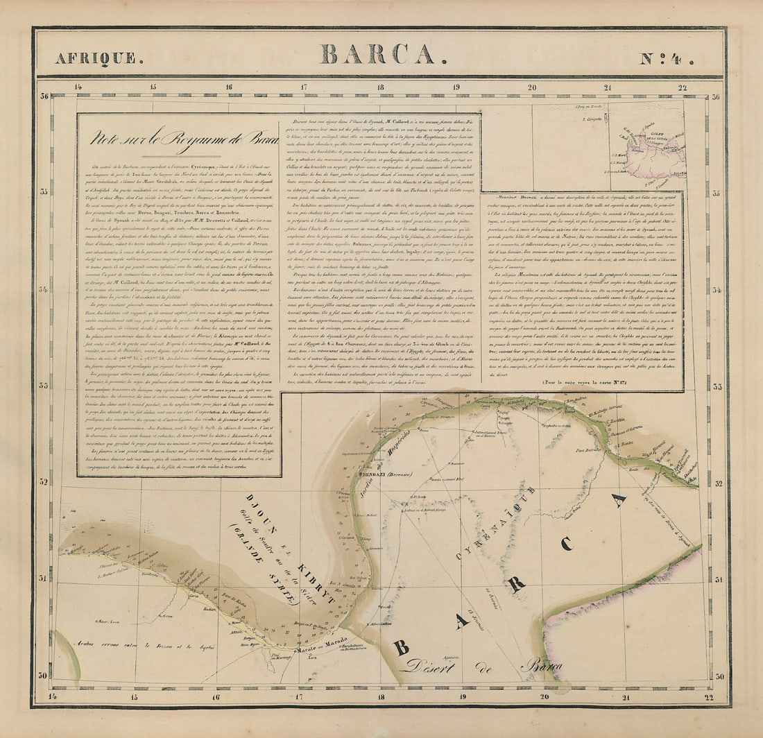 Afrique. Barca #4 Cyrenaica Gulf of Sidra Libya West Crete VANDERMAELEN 1827 map (1 of 1)