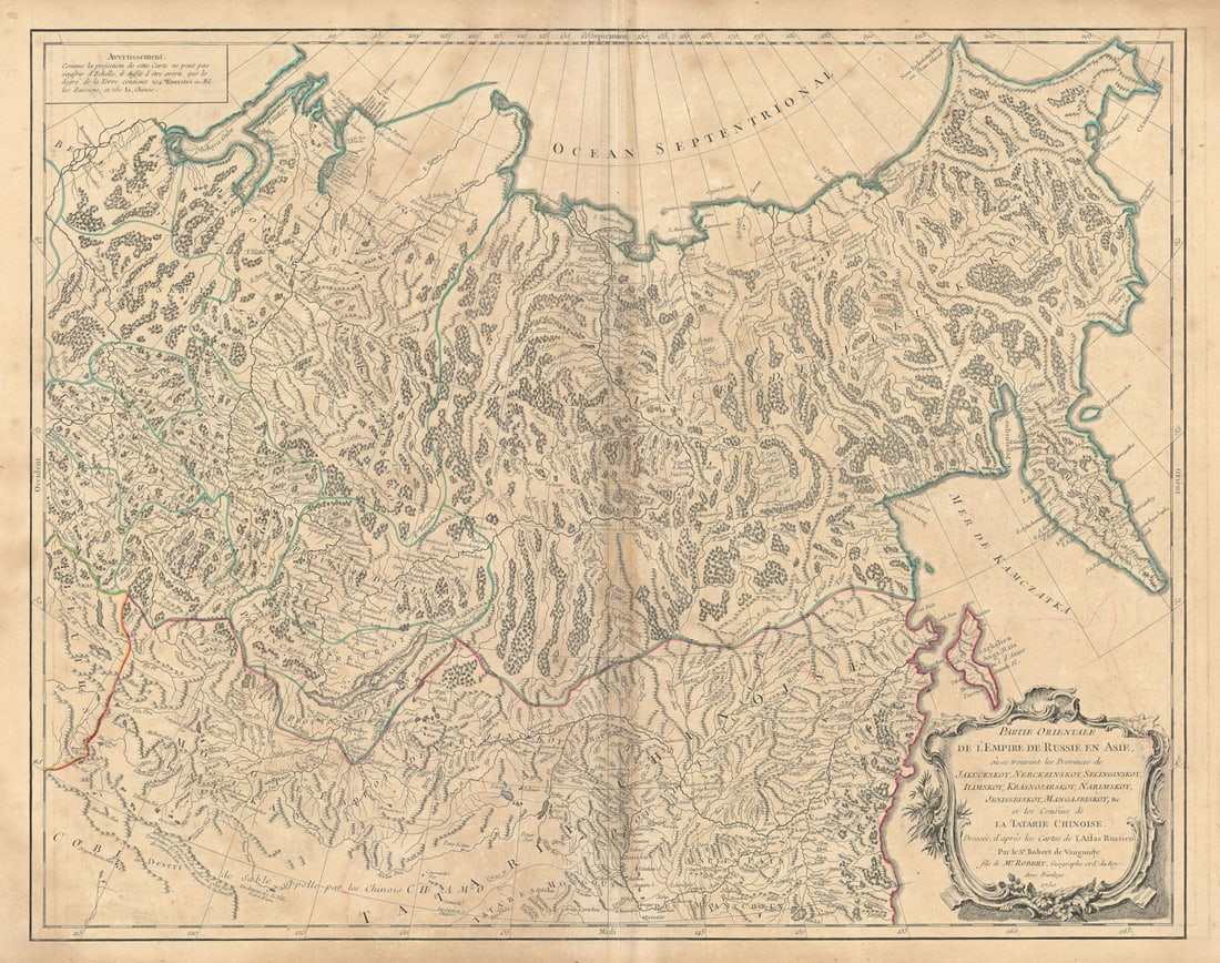 Parte Orientale l'Empire Russie en Asie Siberia Russia Asia. VAUGONDY 1750 map (1 of 1)