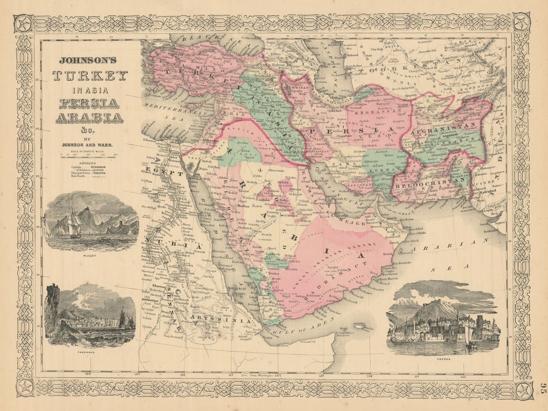 Johnson's Turkey In Asia, Persia, Arabia &c. Middle East. Abu Dhabi 1866 map (1 of 1)