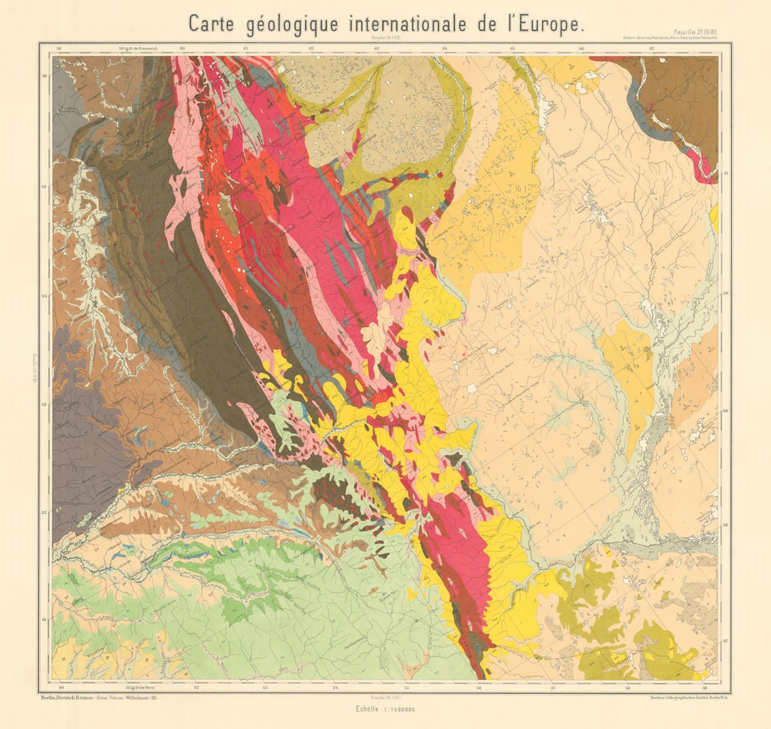 Geological map Russia - southern Urals & Western Kazakhstan. BEYSCHLAG 1913 (1 of 1)