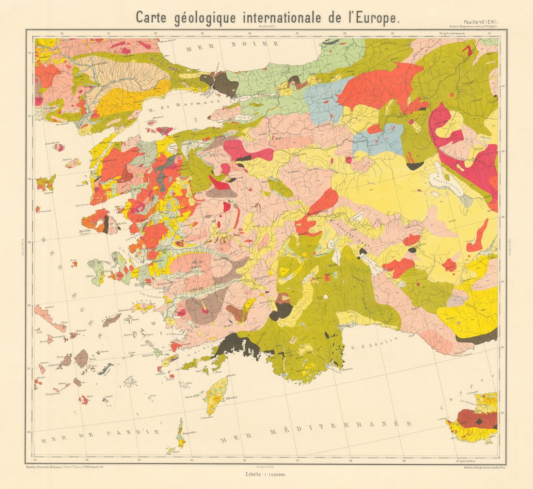 Geological map Western Anatolia & the Aegean. Turkey Greece. BEYSCHLAG 1911 (1 of 1)