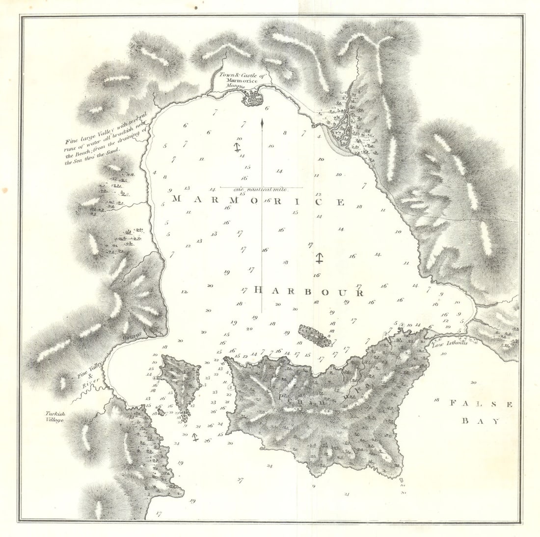 Marmorice Harbour. Marmaris, Turkey - The Nautical Magazine 1841 old map: Marmorice Harbour' by The Nautical Magazine. Published 1841. Antique engraved map. Size 21 x 21 cm | 8.0 x 8.0 inches. Condition: Good; suitable for framing. Please check the scan for any blemishes pr