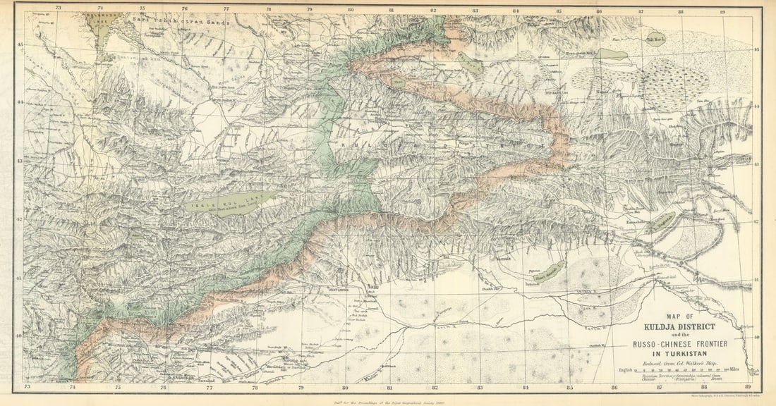 Kuldja District-Russo-Chinese Frontier-Turkistan-Great Game border-RGS 1880 map (1 of 1)
