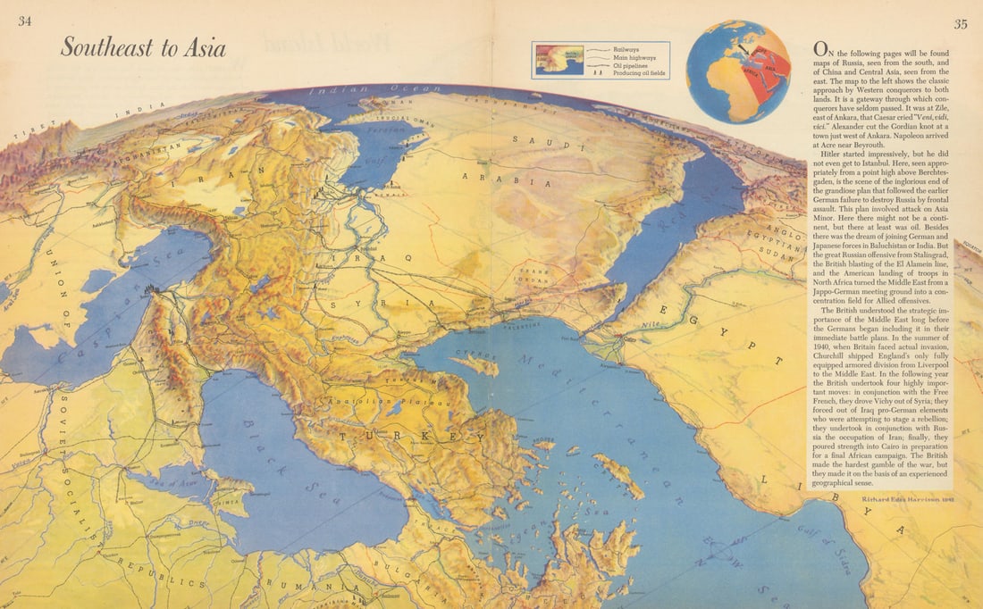 Southeast to Asia-Persuasive map-World War 2-Richard Edes Harrison-Fortune 1944 (1 of 1)
