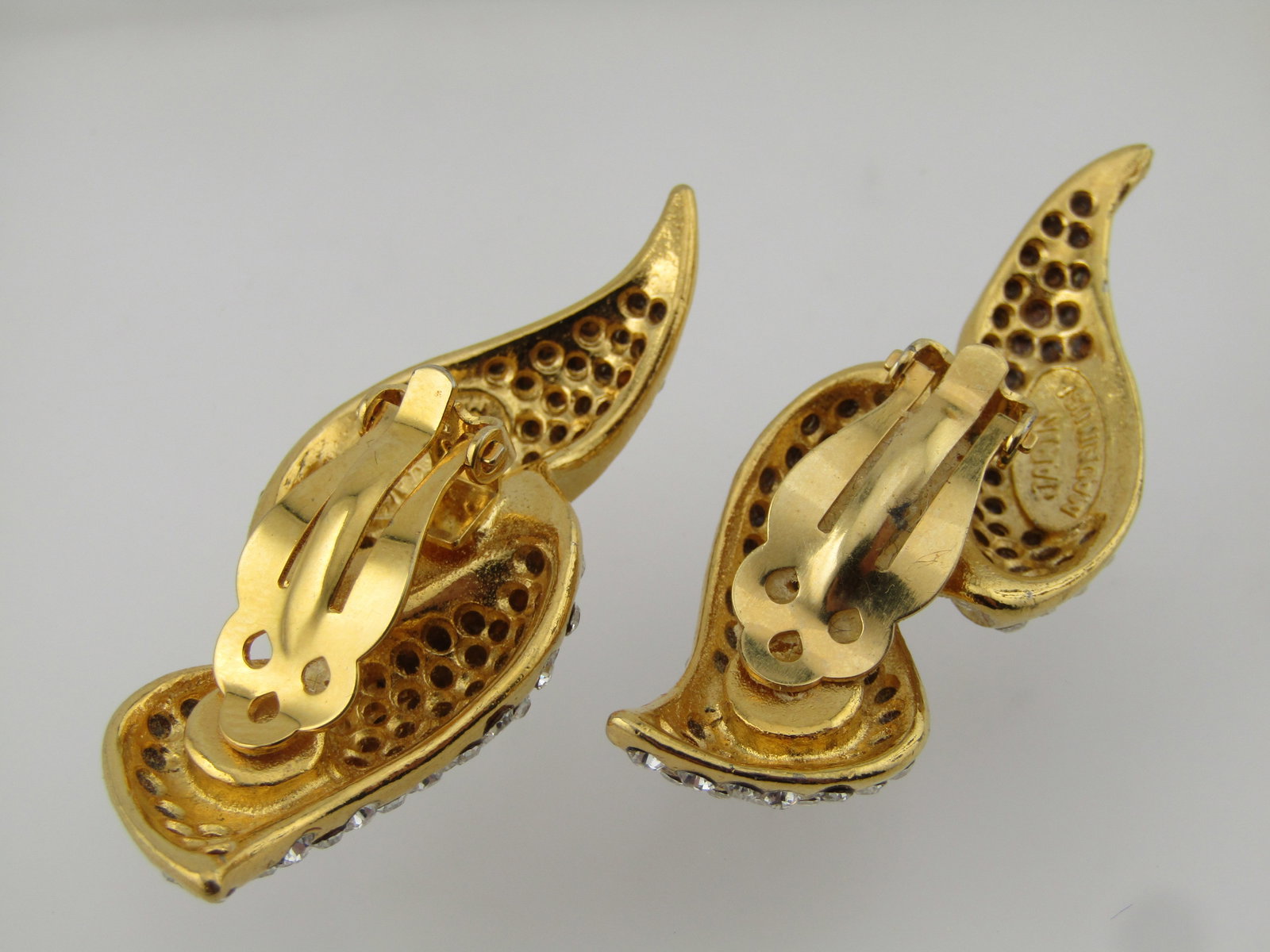 Vintage Pave Rhinestone Clip Earrings, Signed Jarin, 1990's - 8