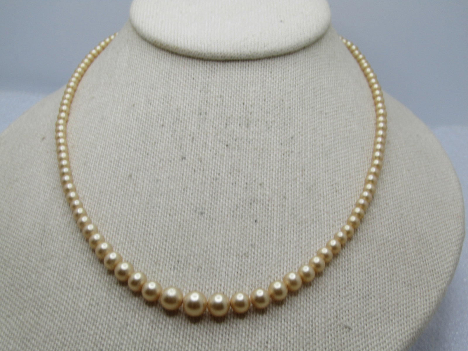 Vintage Graduated Faux Pearl Necklace, Sterling Silver Clasp, 17.5", 1940's-1950's, Signed. - 3
