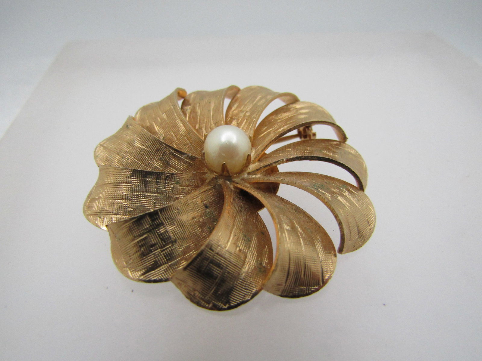 Vintage Spiral Blossom Brooch, Faux Pearl 1960's-1970's (1 of 5)