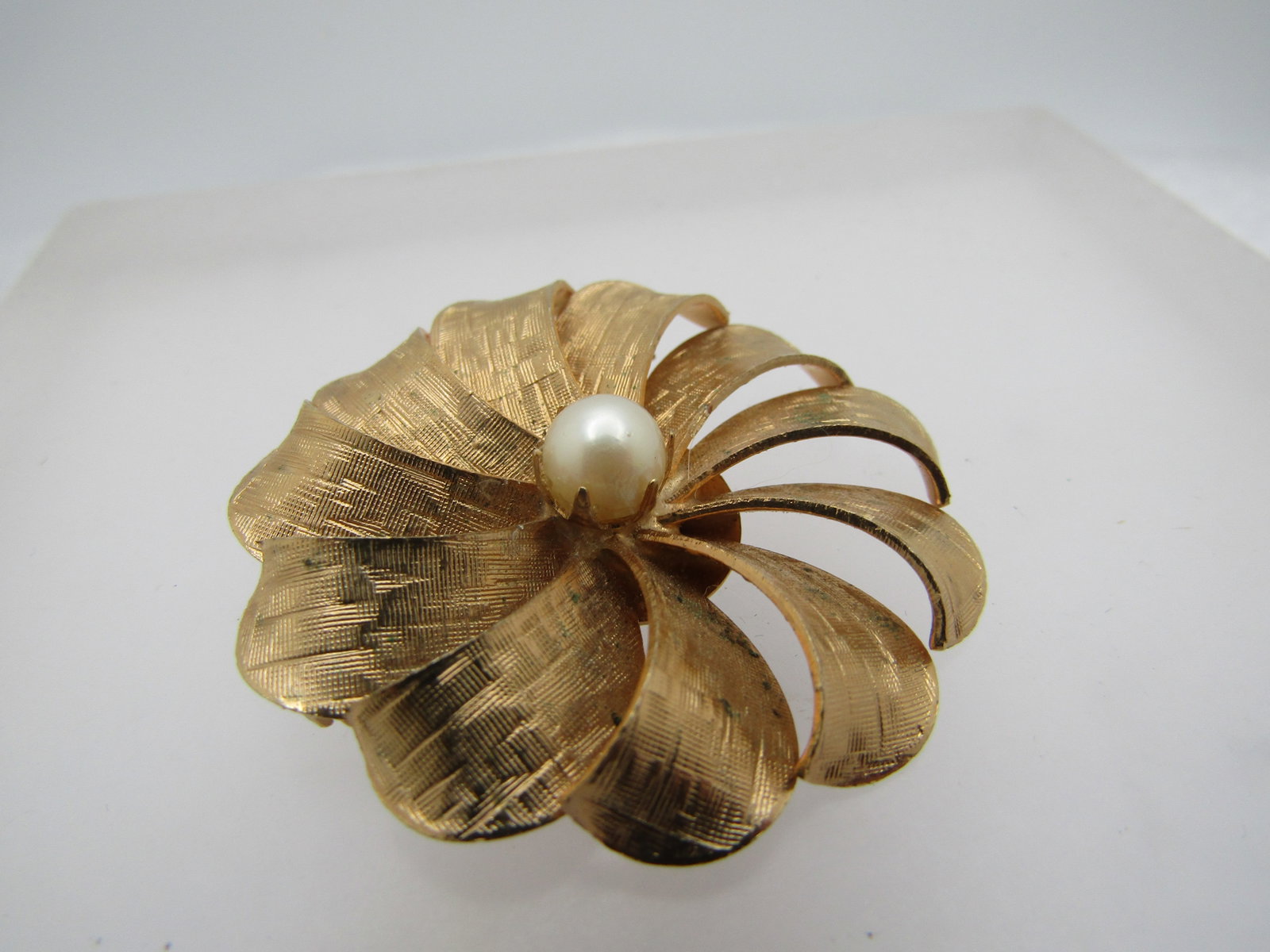 Vintage Spiral Blossom Brooch, Faux Pearl 1960's-1970's - 2