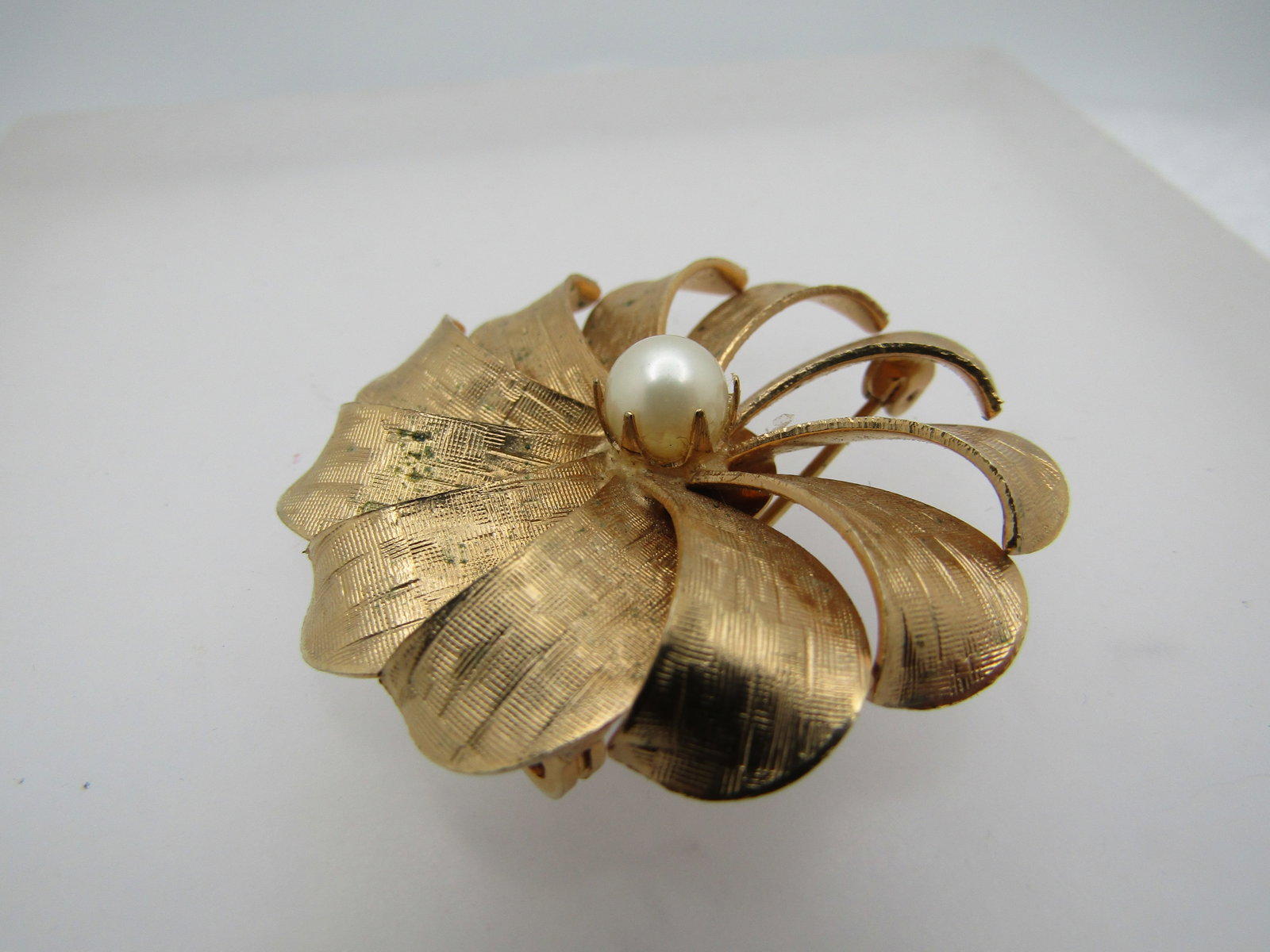 Vintage Spiral Blossom Brooch, Faux Pearl 1960's-1970's - 3