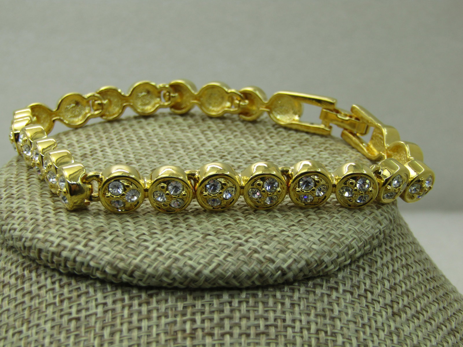 Vintage Joan Rivers Clear Crystal Tennis Bracelet, 8", Round Links (1 of 6)