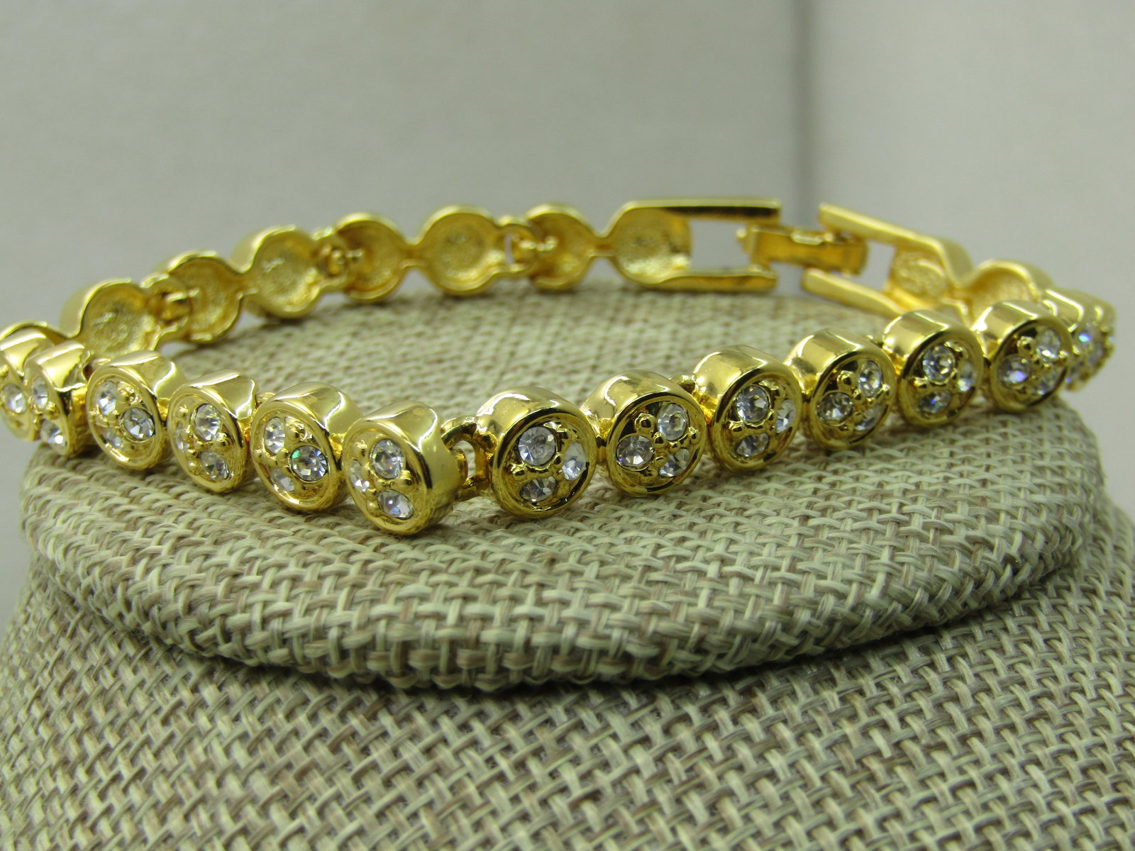 Vintage Joan Rivers Clear Crystal Tennis Bracelet, 8", Round Links - 2