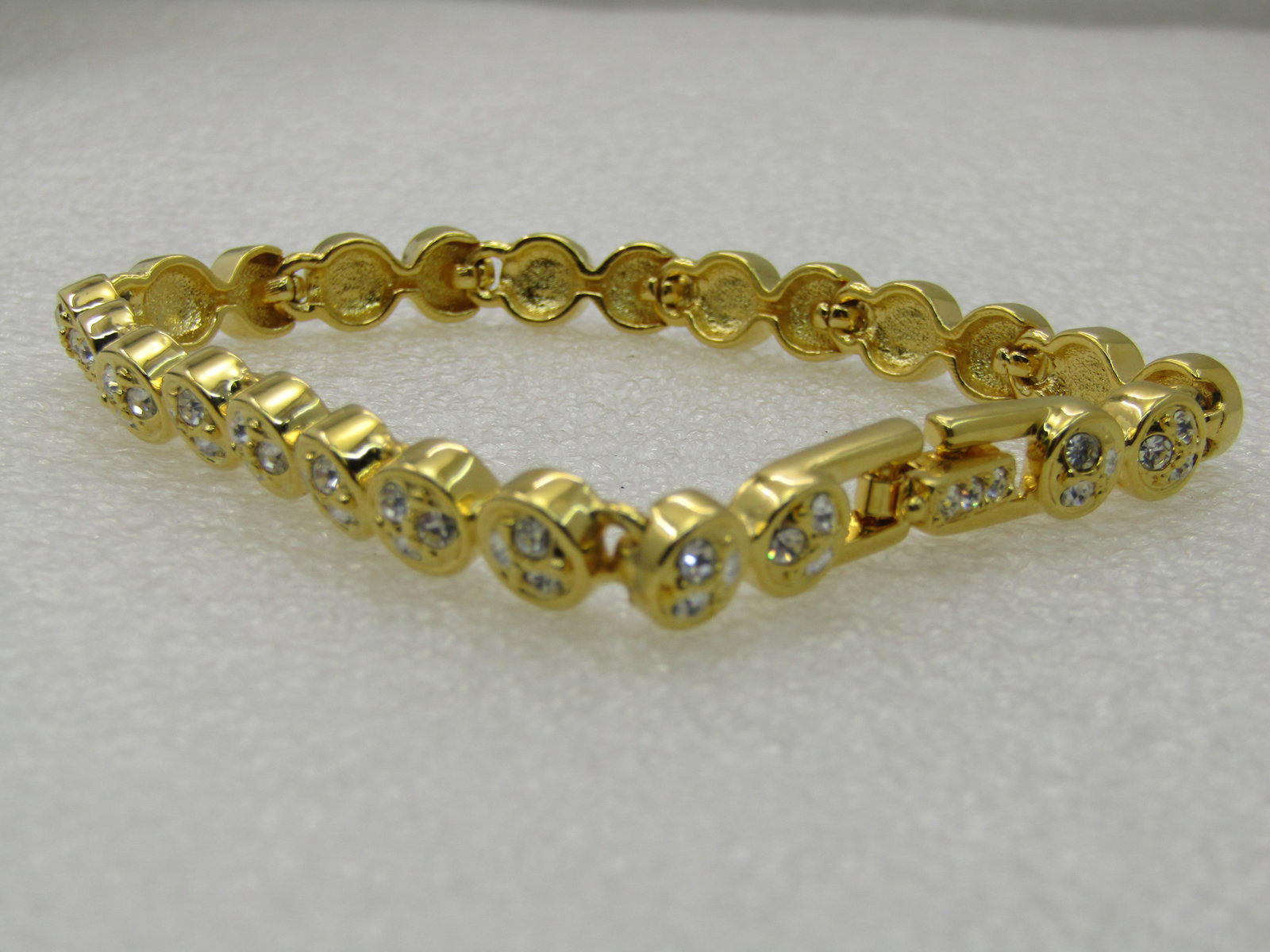 Vintage Joan Rivers Clear Crystal Tennis Bracelet, 8", Round Links - 3