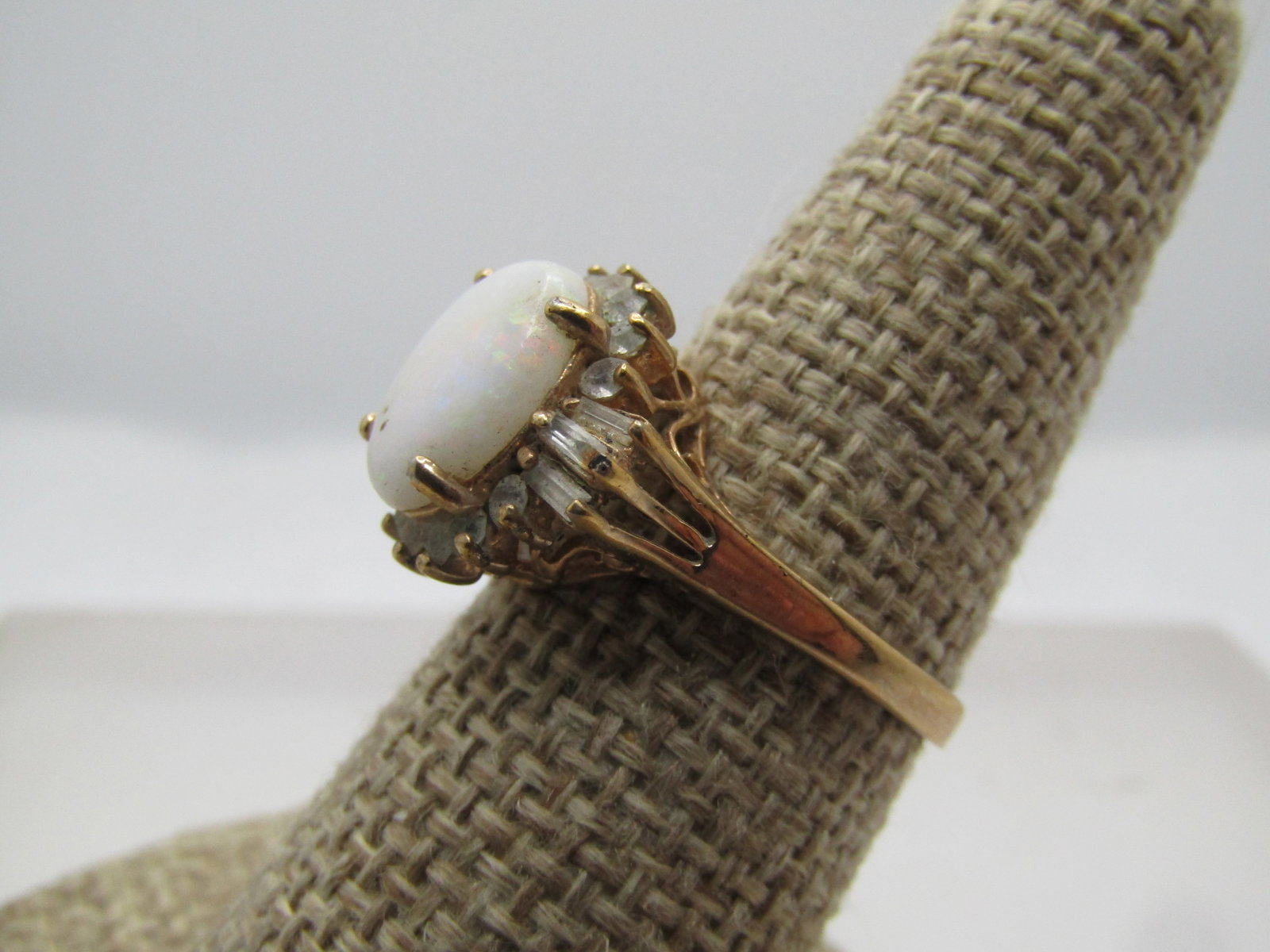 Vintage 14kt GEP Opal CZ Ring, Signed ESPO, 1960's-1970's, Sz. 8 - 2