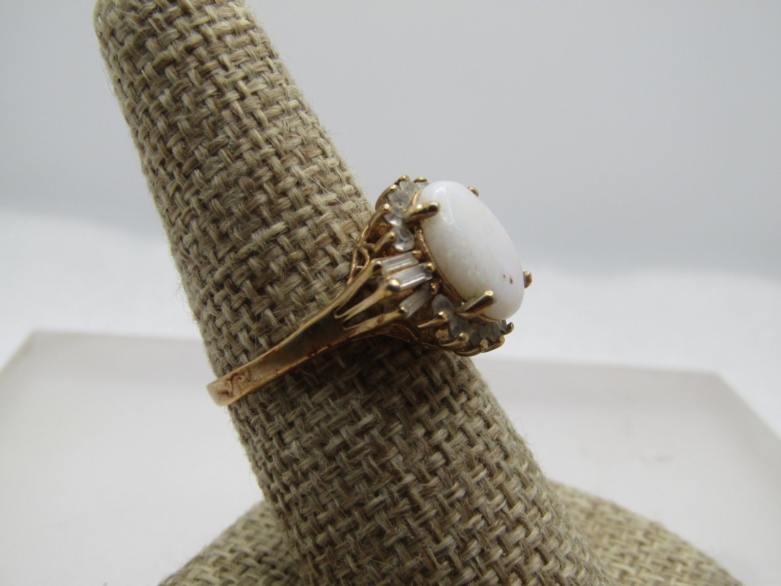 Vintage 14kt GEP Opal CZ Ring, Signed ESPO, 1960's-1970's, Sz. 8 - 3