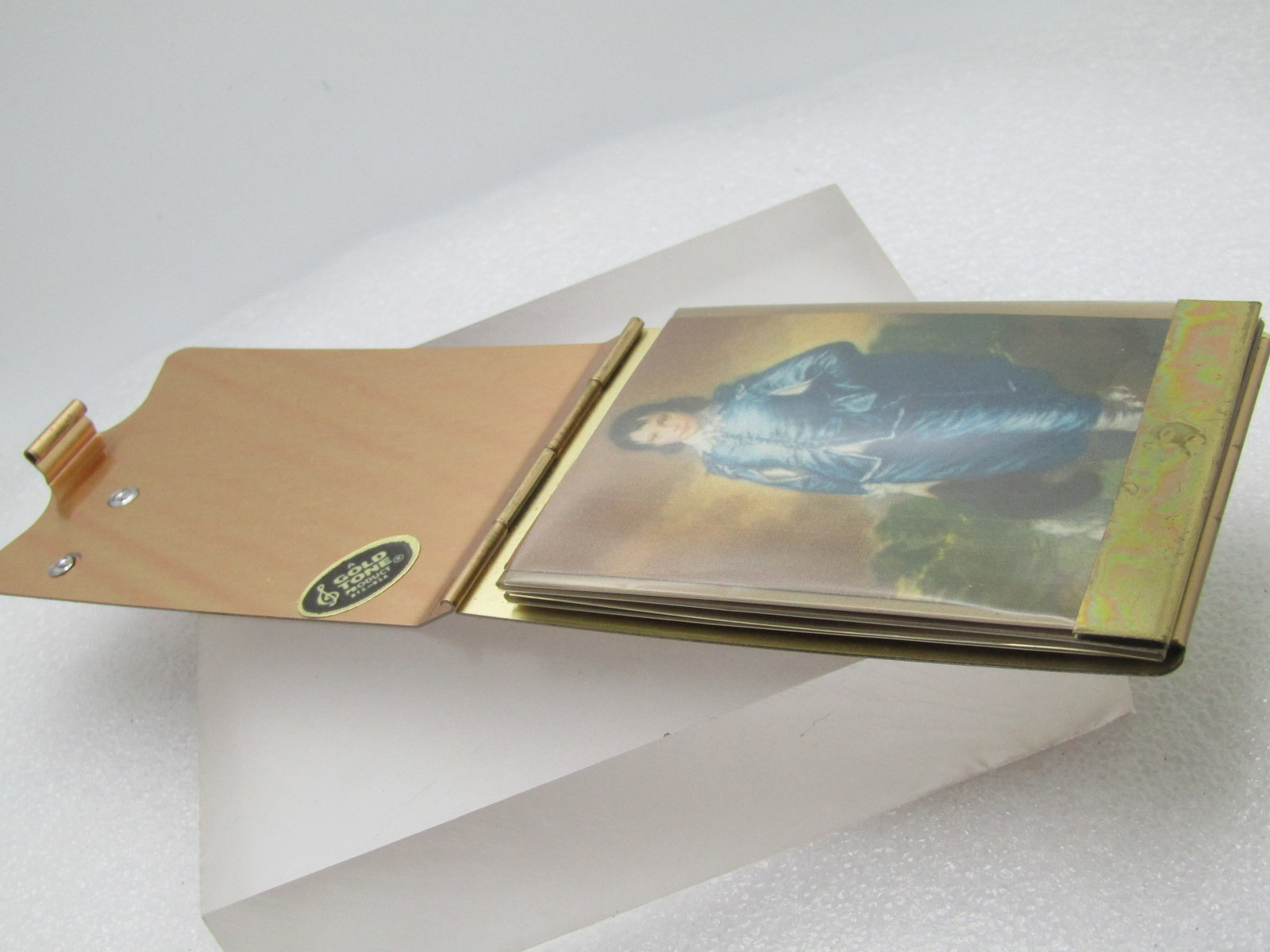 Vintage Metal Hinged Photo Wallet, Gold Tone Product Signed, Mid-Century - 3