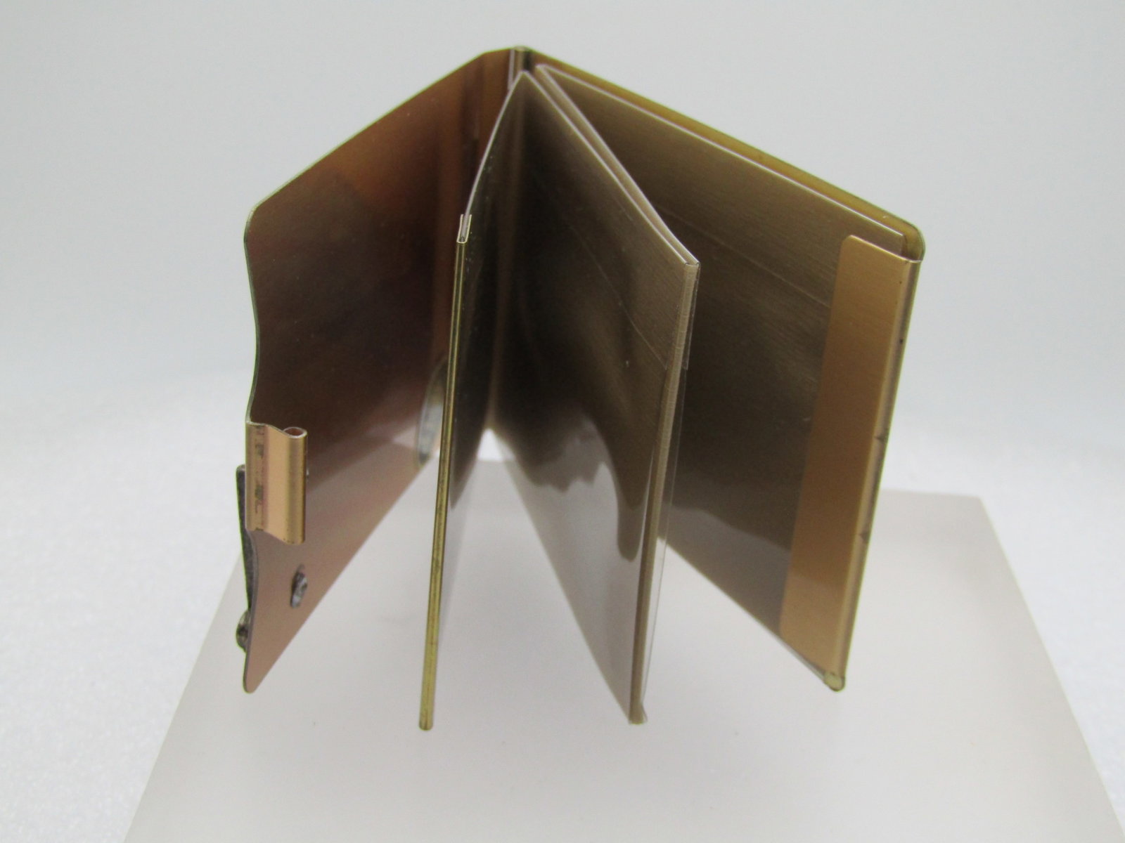 Vintage Metal Hinged Photo Wallet, Gold Tone Product Signed, Mid-Century - 6