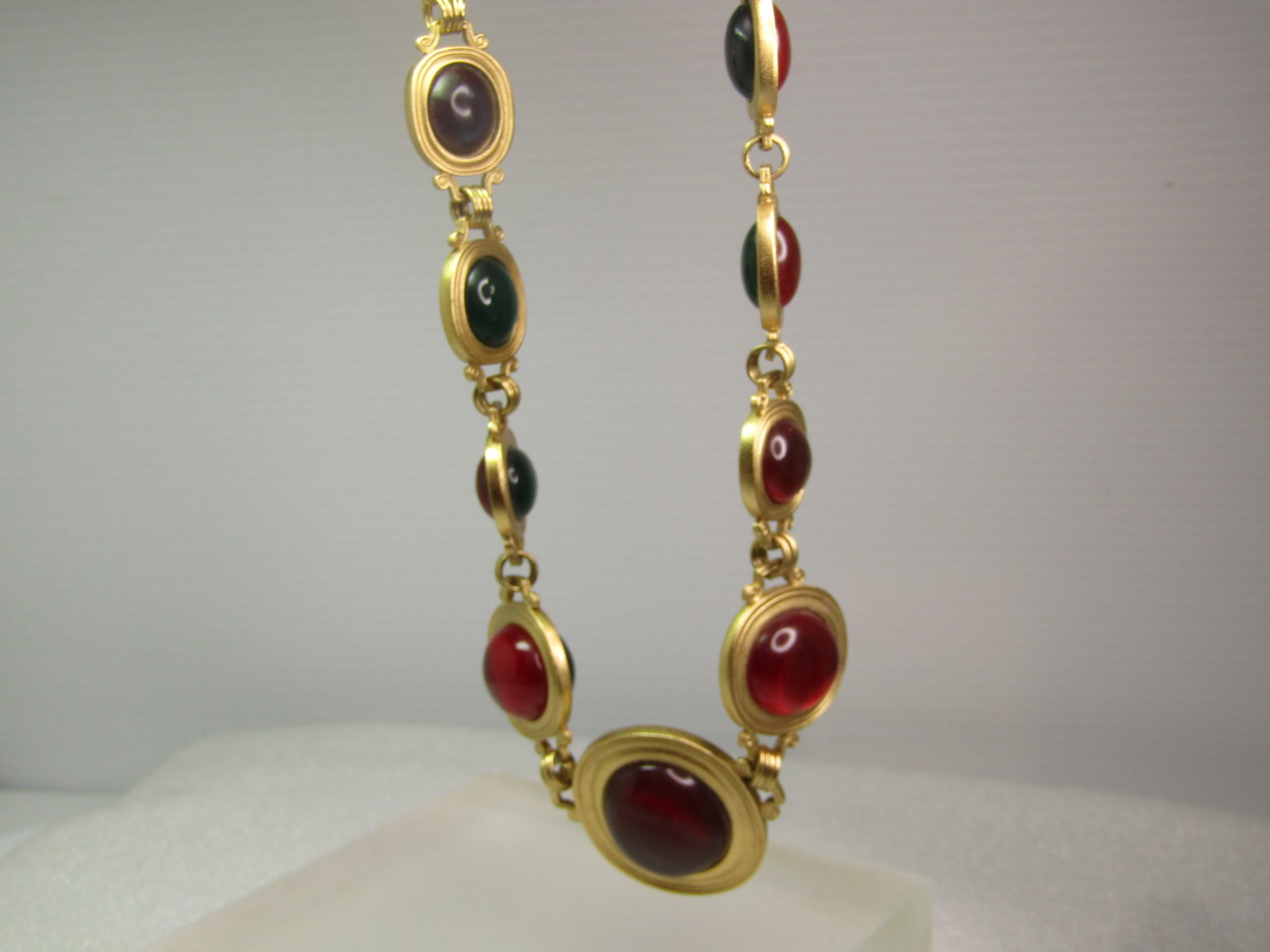Vintage Red/Green Yves Saint Laurent Necklace, By Robert Goosens, 1980's, 18" - 7