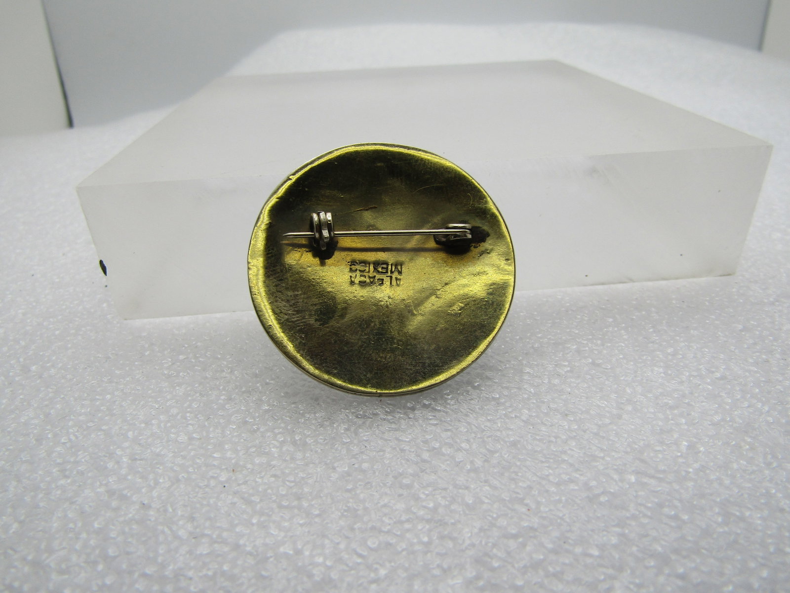 Vintage Inlaid Floral Brooch, Alpaca, Mexico, 1960's-1980's, 1.5" - 3