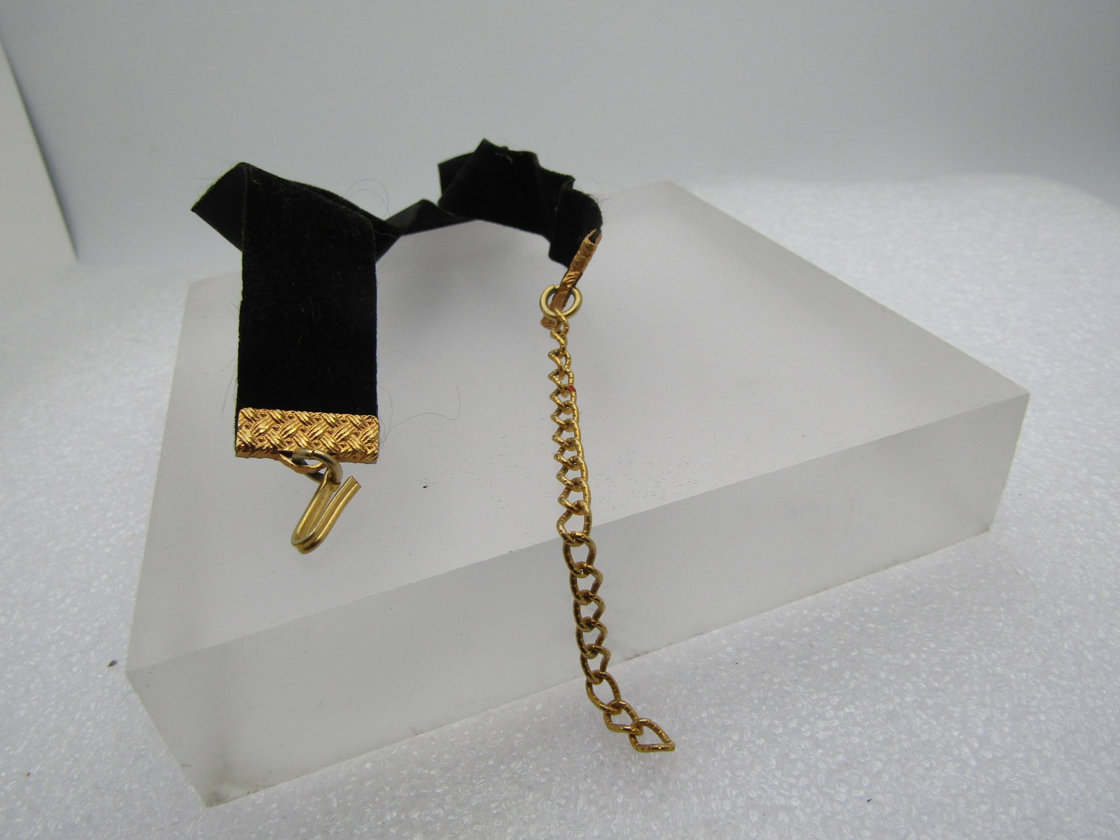 Vintage Black Velvet Choker, Cameo Drop, 12"-15", 1960's-1970's - 3