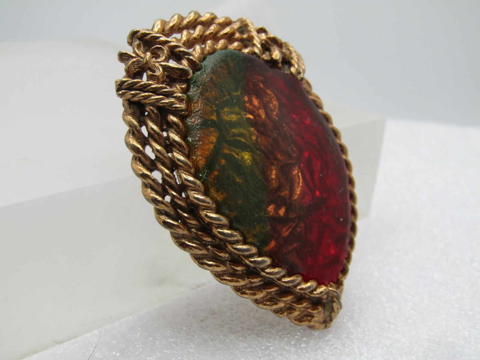 Vintage Multi-Colored Foiled Brooch, 1950's-1960's - 3