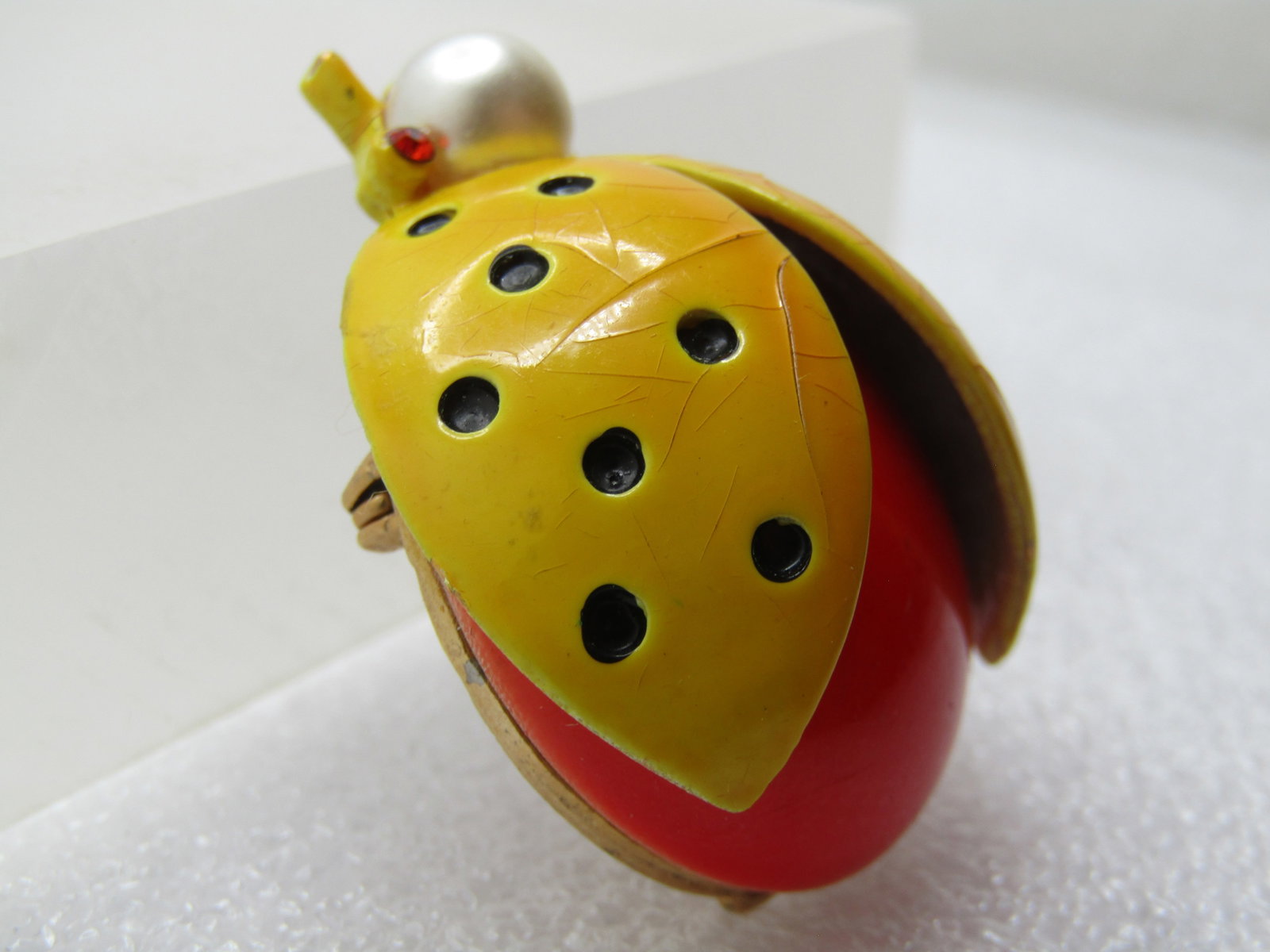 Vintage Enameled Lady Bug/Beetle Brooch, Signed Capri, 1950's - 3