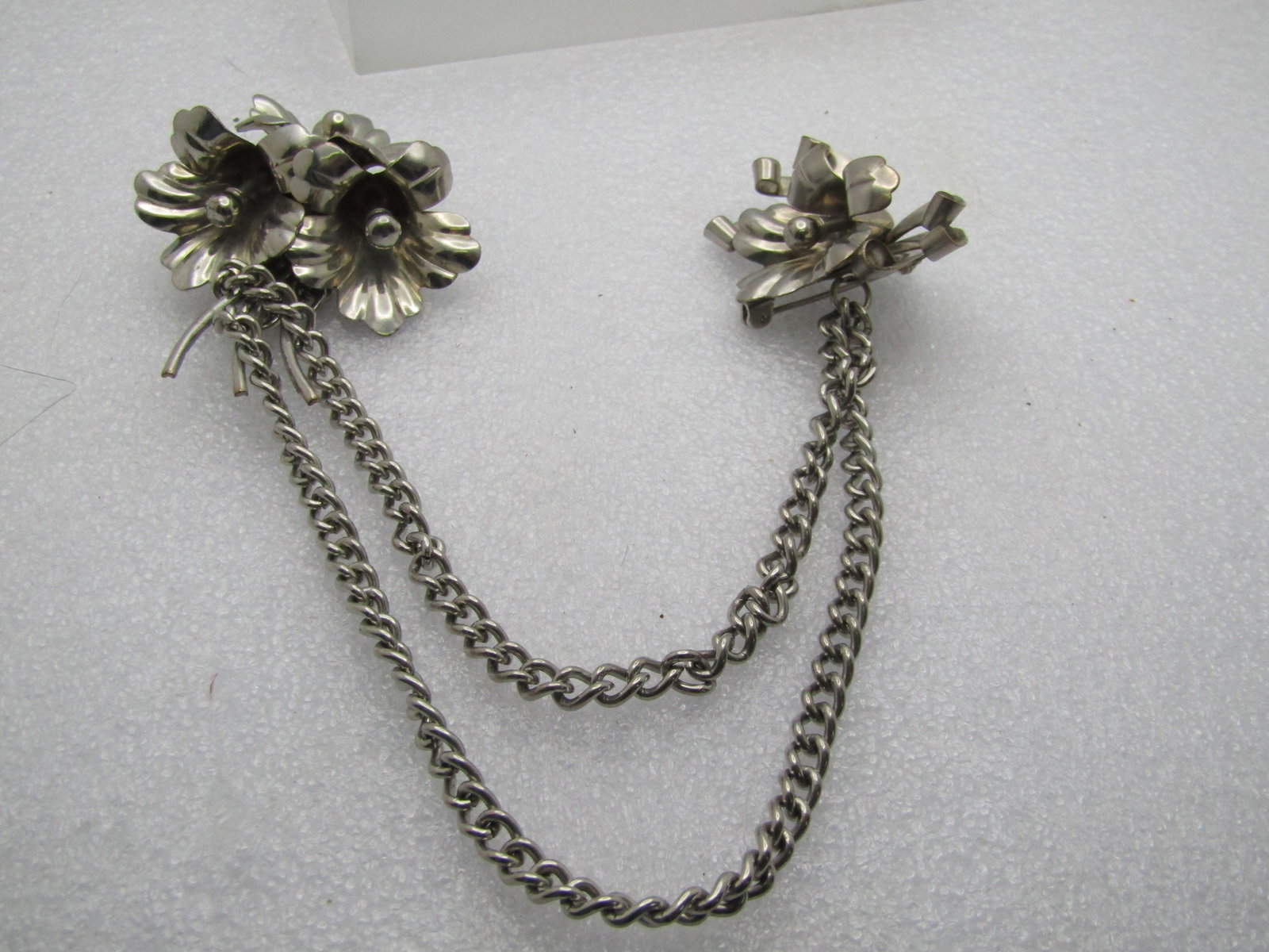 Vintage Floral Blossom Collar Chain Brooch Set, 9", Multi-Strand, - 6