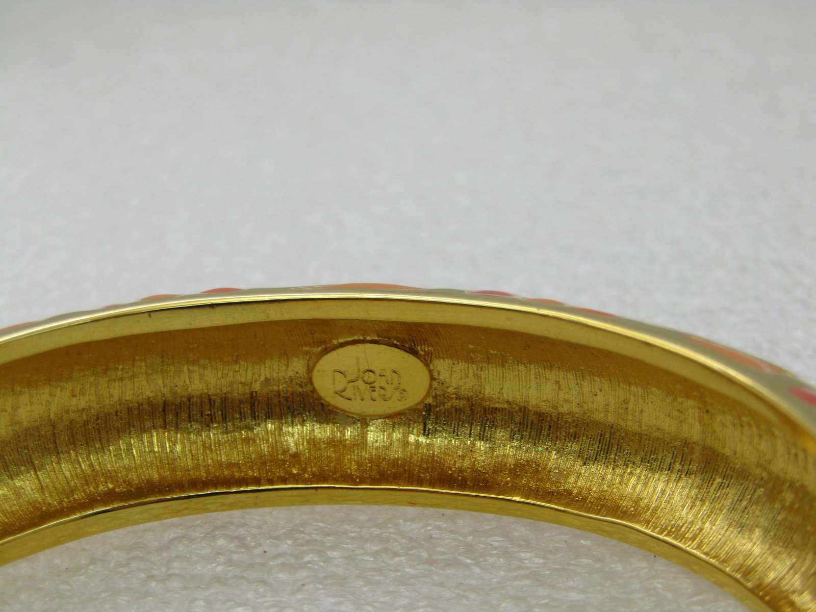 Vintage Joan Rivers Enameled Hinged Clamper Bracelet, Geometric, 6.75", 15mm wide - 5