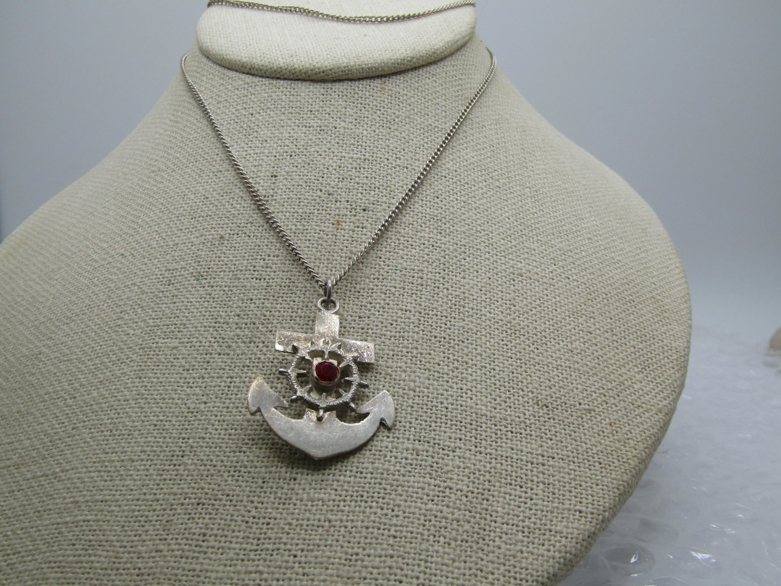 Vintage Cruicifix and Anchor Necklace, Two-Sided, Peru, 22", Unisex, 1960's, 1970's - 4