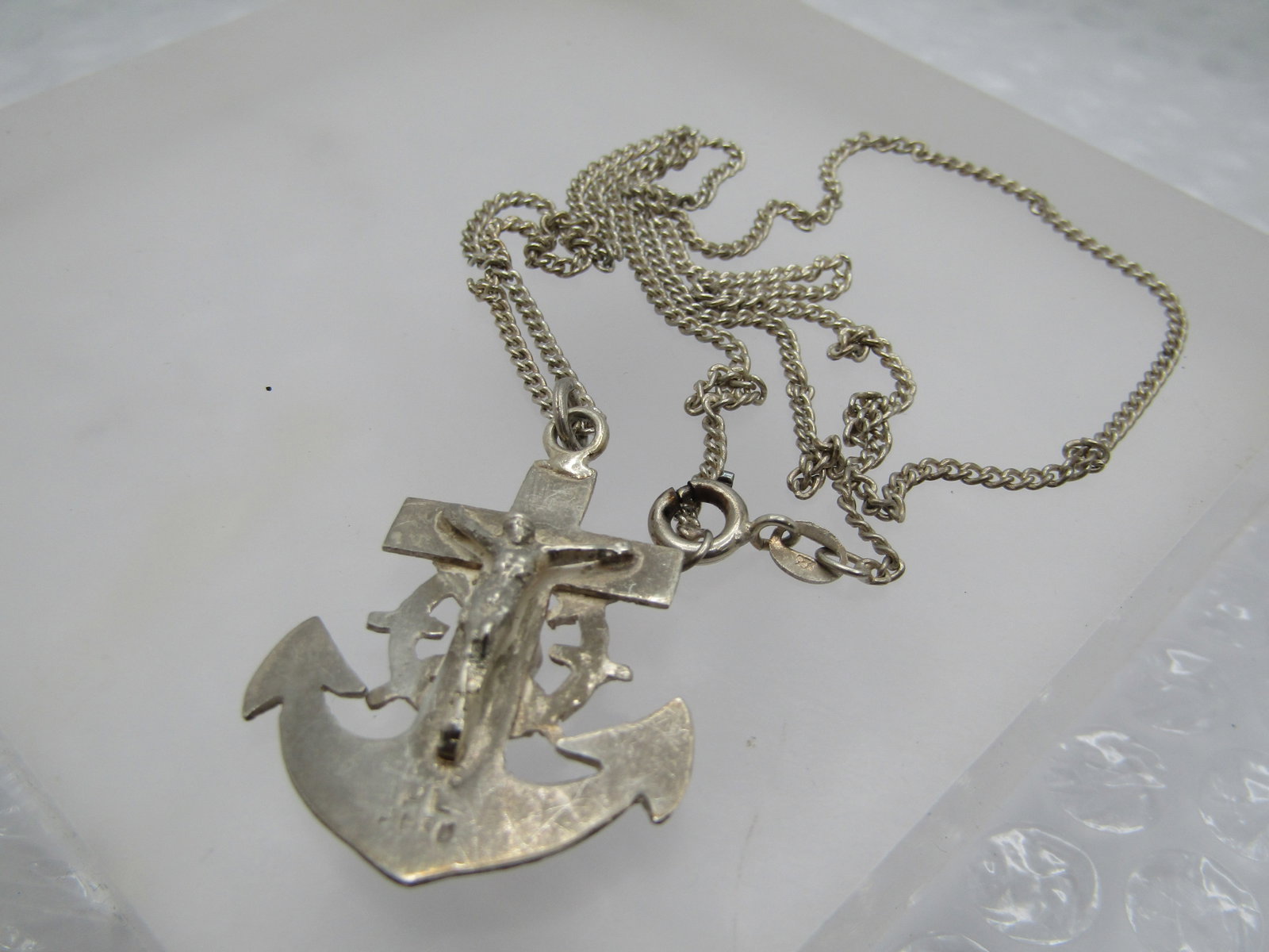 Vintage Cruicifix and Anchor Necklace, Two-Sided, Peru, 22", Unisex, 1960's, 1970's - 5