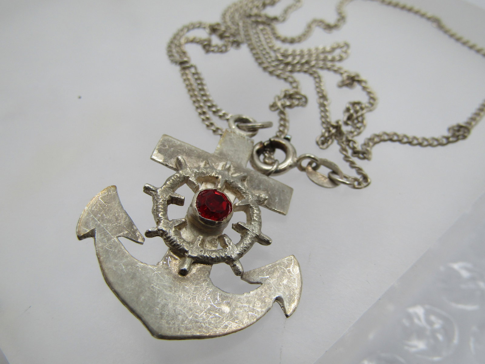Vintage Cruicifix and Anchor Necklace, Two-Sided, Peru, 22", Unisex, 1960's, 1970's - 6