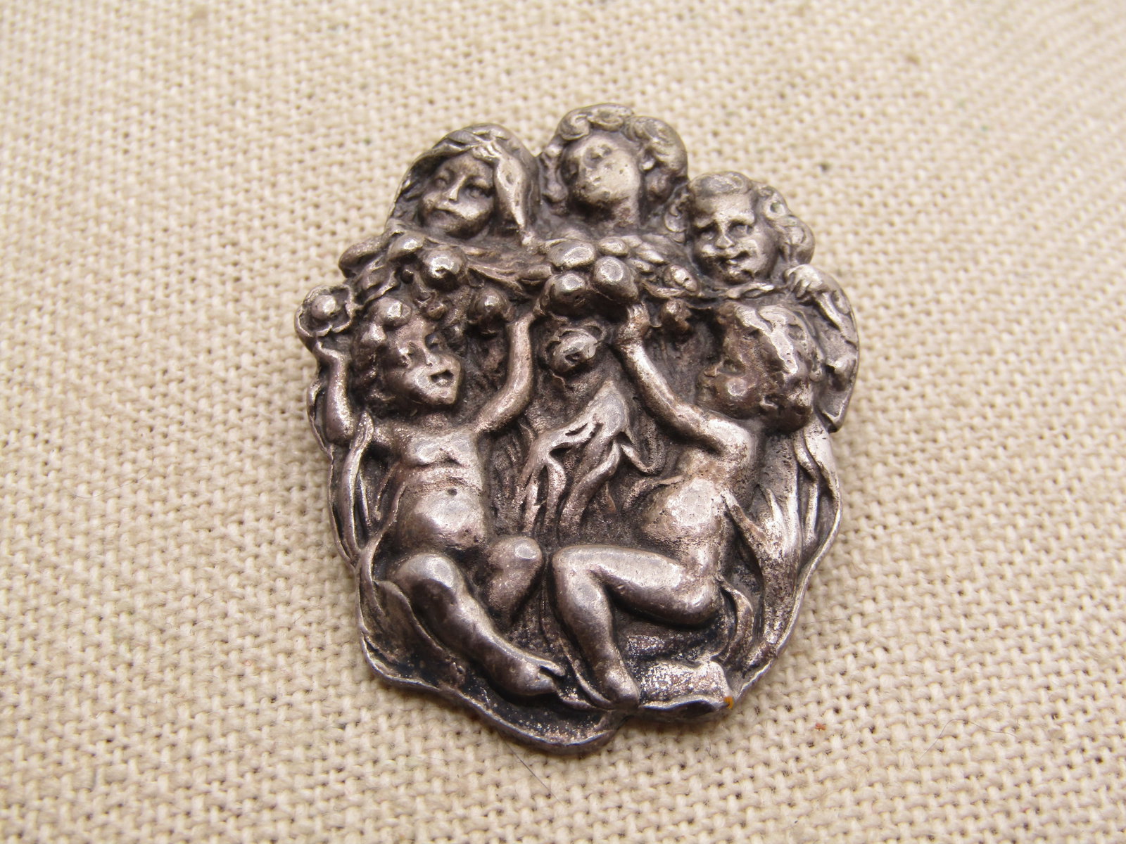 Vintage Pewter Cherub/Children Brooch, 1960's-1970's (1 of 6)
