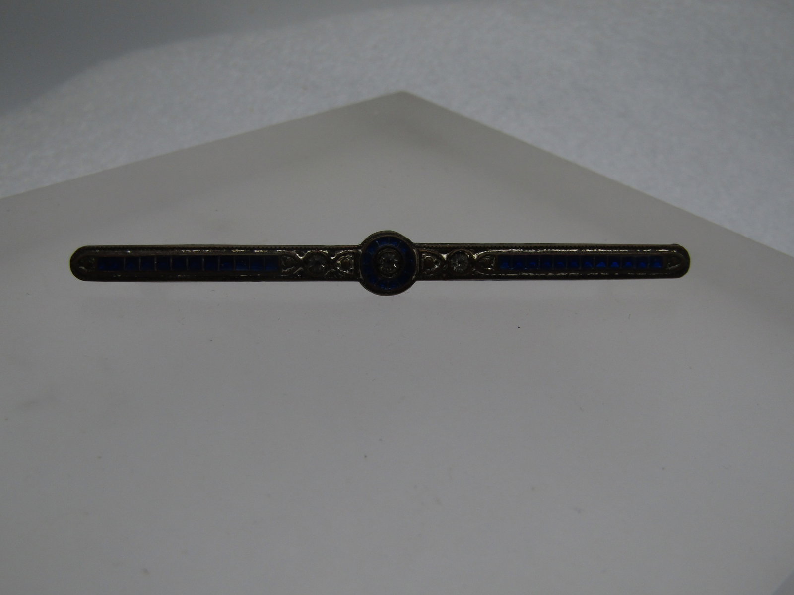 Antique Enameled Bar Pin, Old Cut Rhinestones, 1910's-1930's (1 of 5)