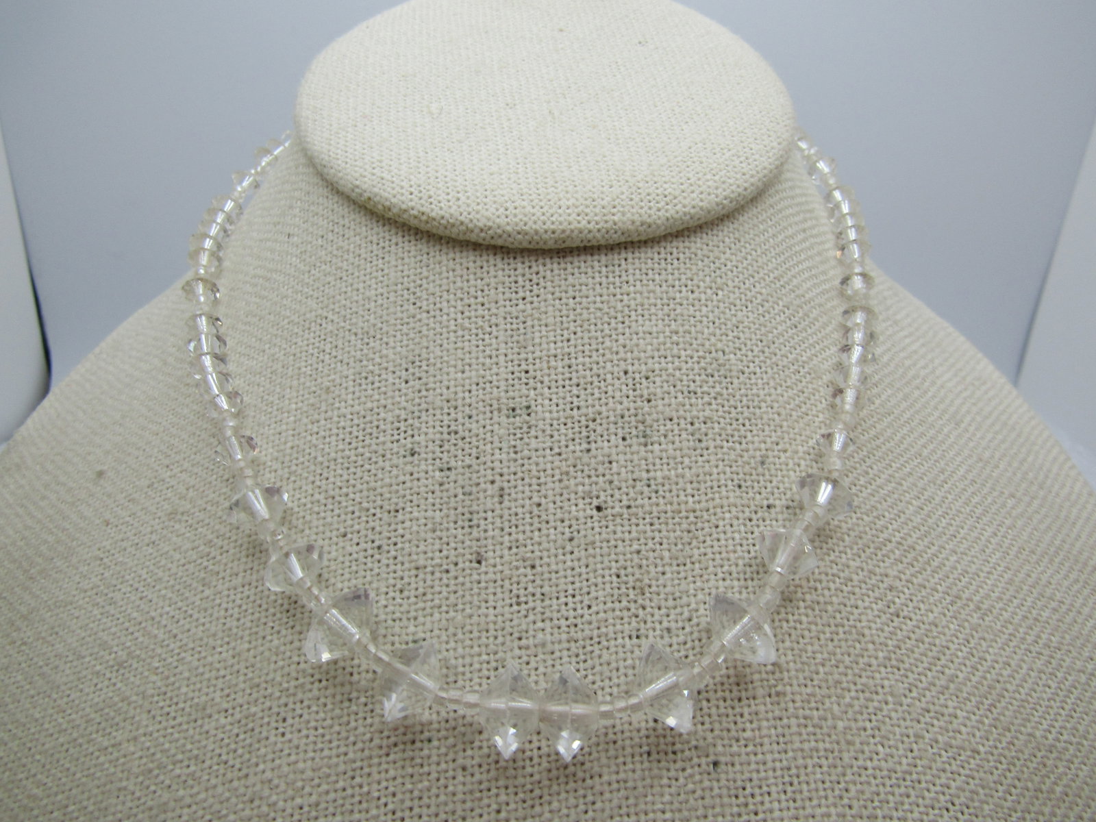 Vintage Graduated Crystal Beaded Necklace, 14.5". 1940's-1950's - 2