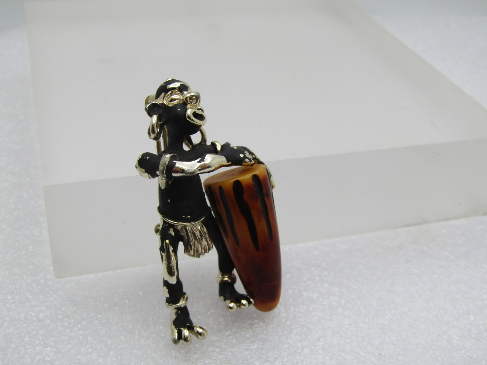 Vintage Blackamoor Bakelite Drummer Brooch, Unsigned Charles Worth, 1940's-1950's (1 of 5)