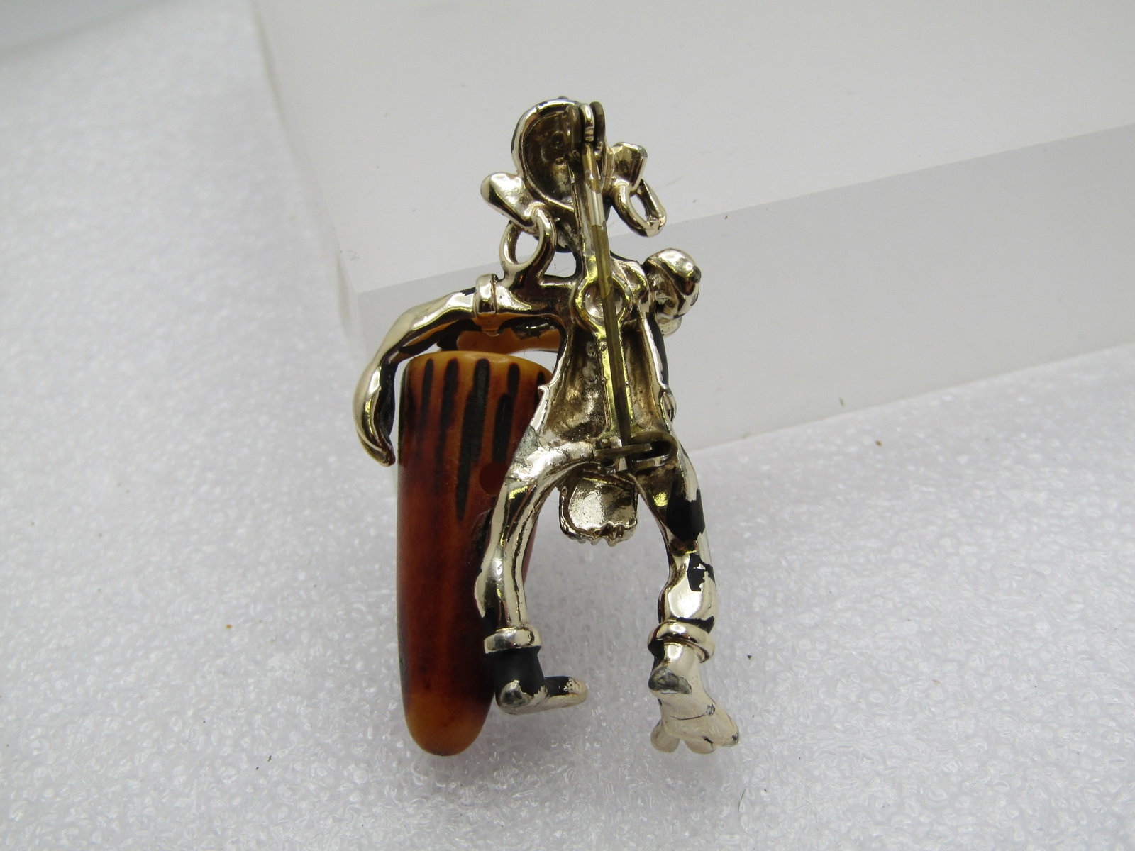 Vintage Blackamoor Bakelite Drummer Brooch, Unsigned Charles Worth, 1940's-1950's - 4