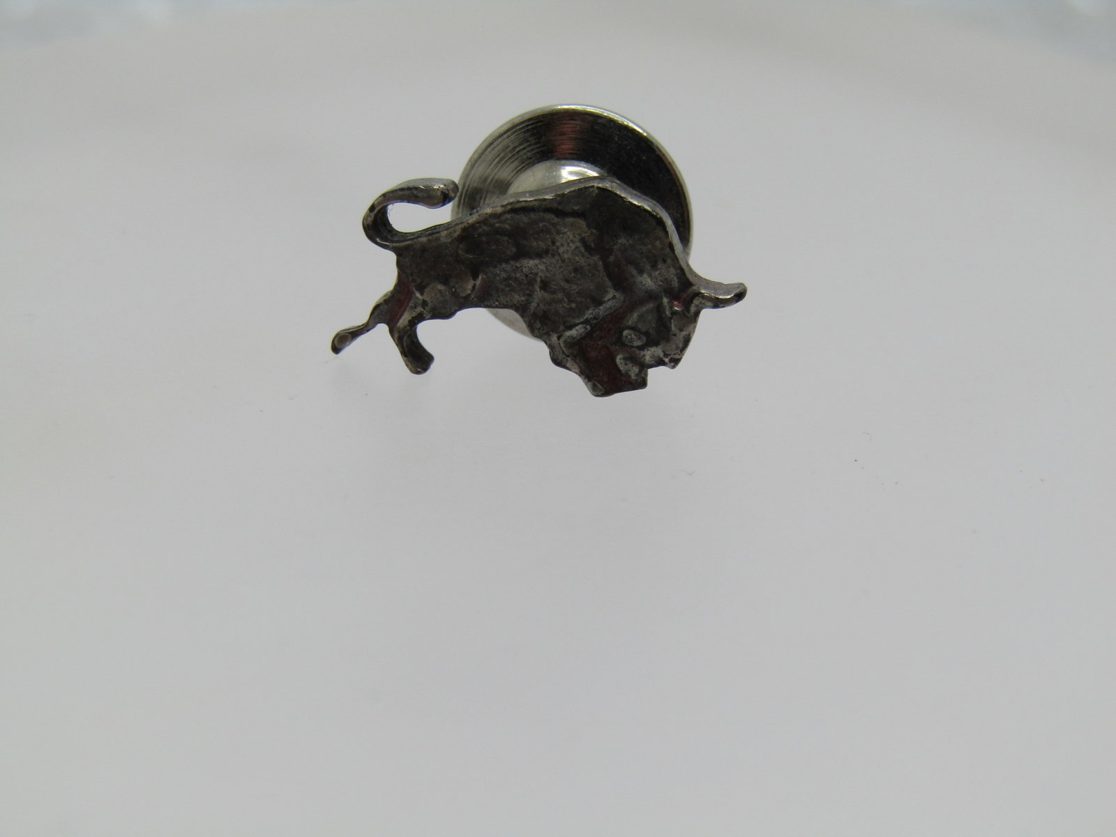 Vintage Sterling Bull Tack Pin, Signed Anson, 1960's-1970's - 2