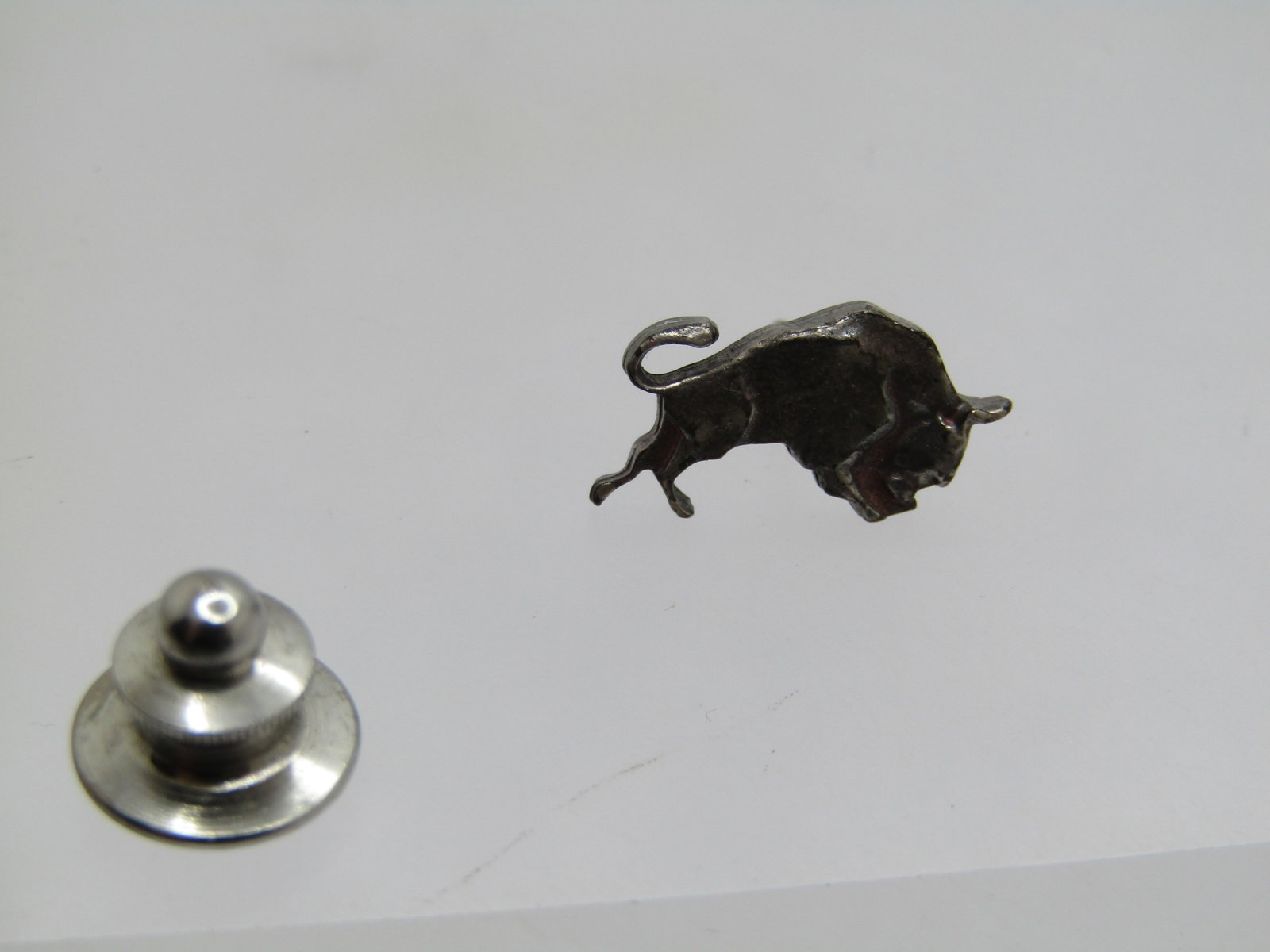 Vintage Sterling Bull Tack Pin, Signed Anson, 1960's-1970's - 4