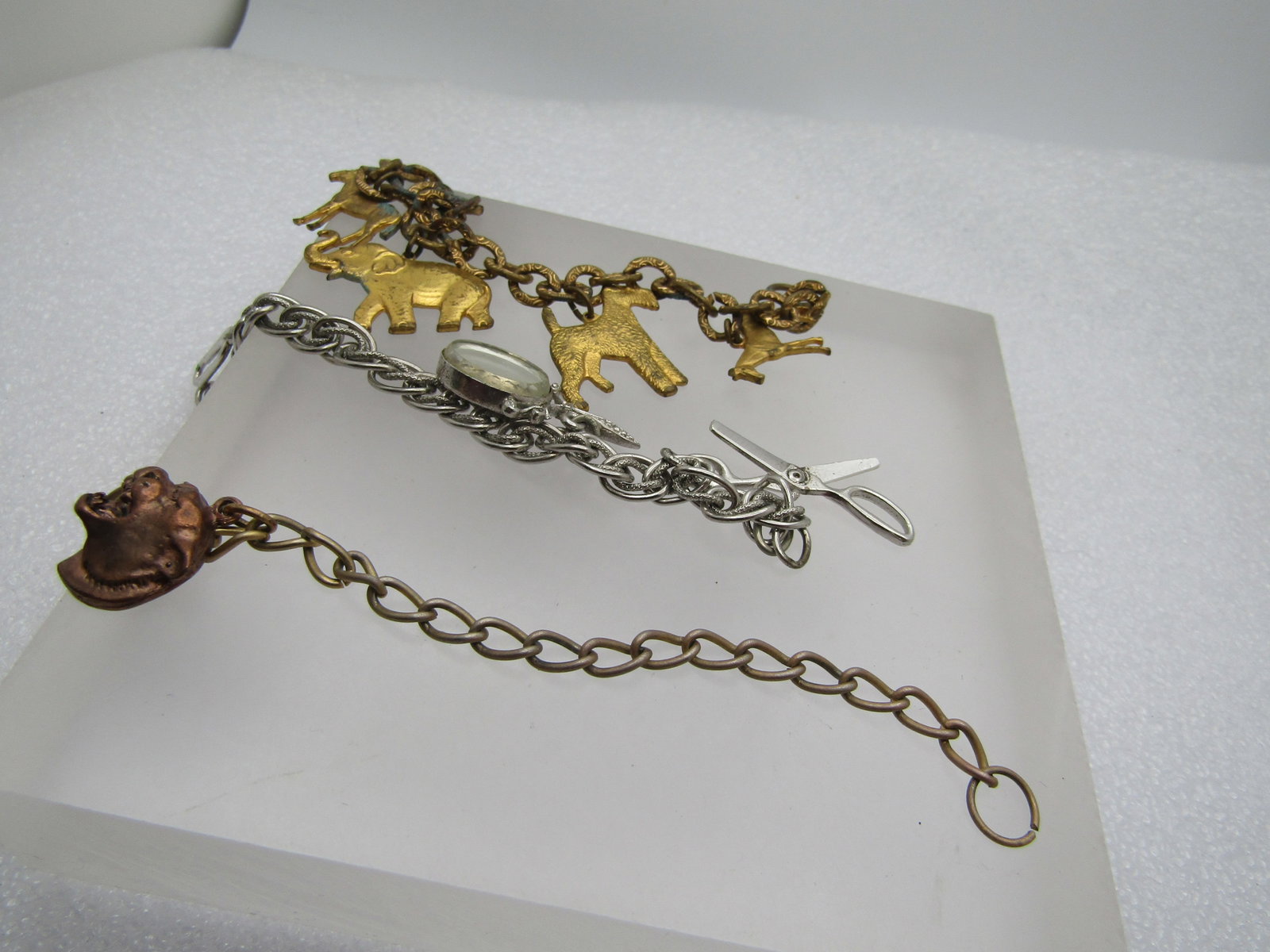3 Vintage Charm Bracelets, Panther, Animals, and Mixed Charms, 1940's-1970's - 3