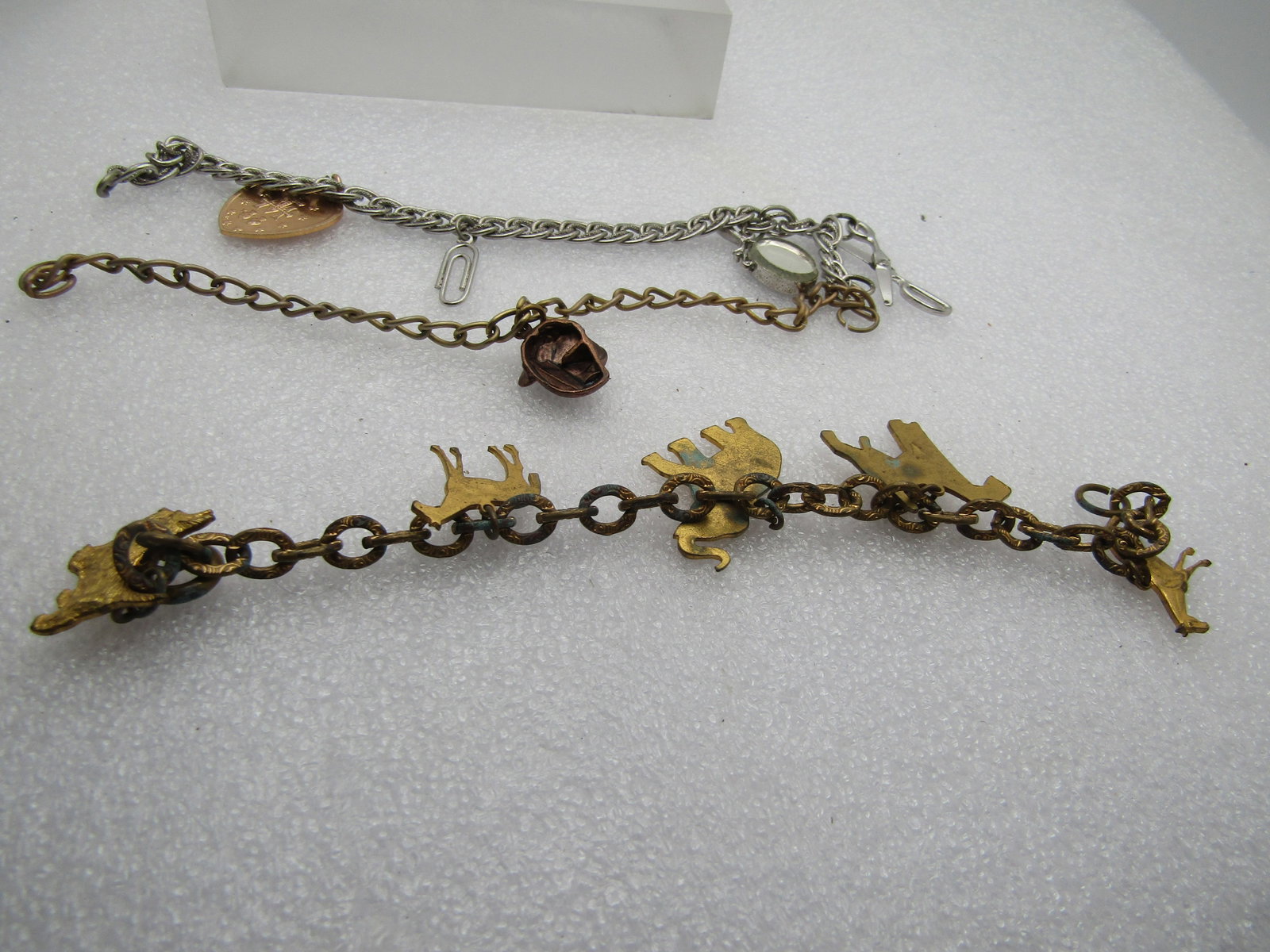 3 Vintage Charm Bracelets, Panther, Animals, and Mixed Charms, 1940's-1970's - 4