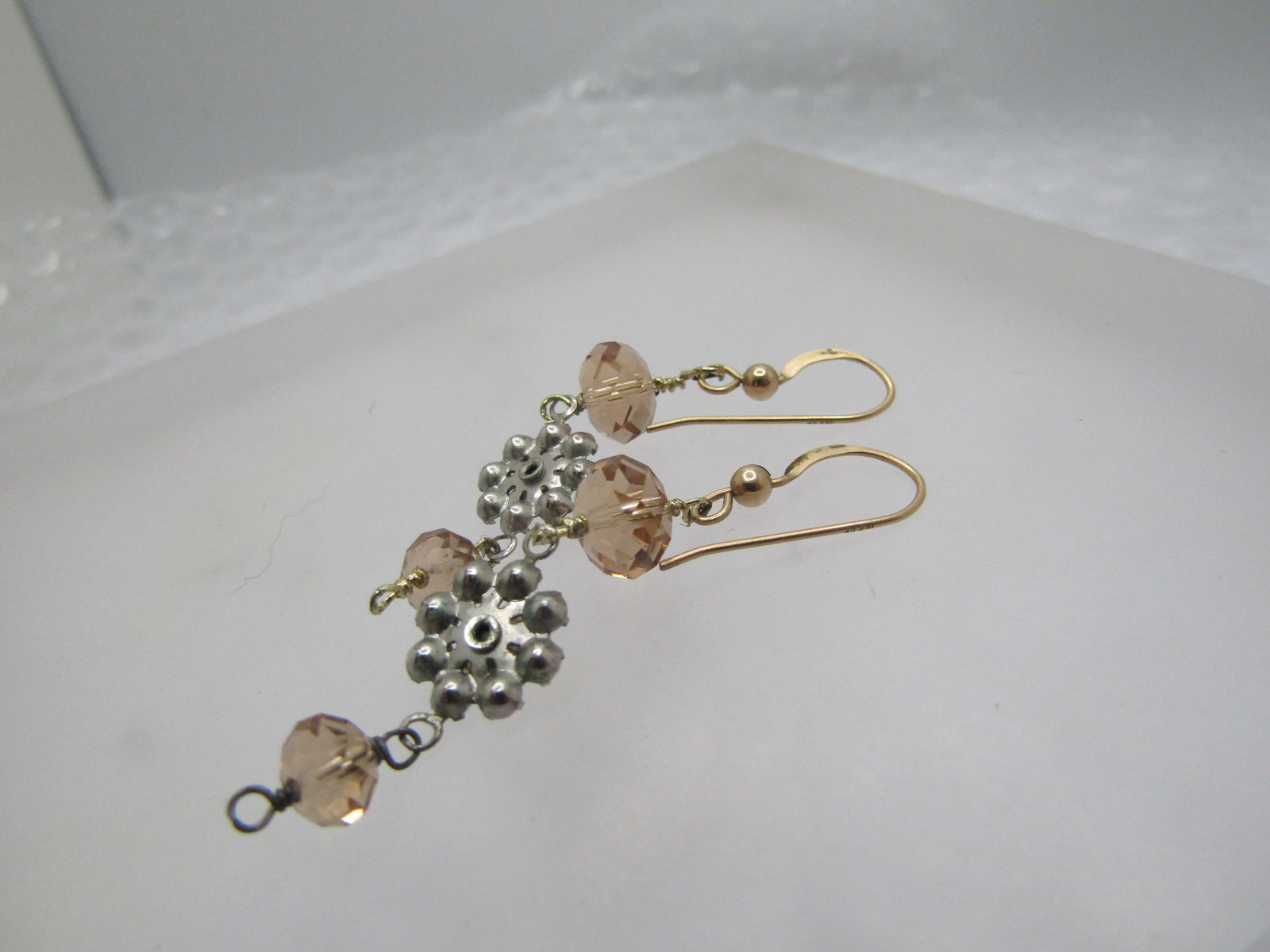 Vintage Honey Rhinestone Drop Earrings, Pierced - 5