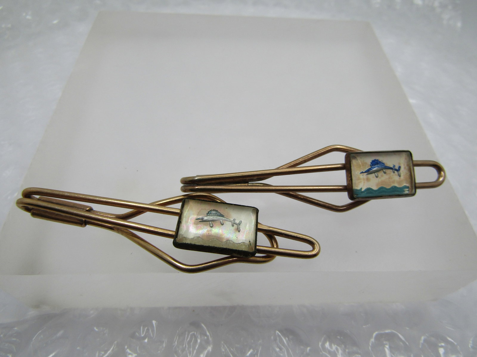 Vintage 10kt G.F. Pair of Marlin/Swordfish Tie Bars, 2.5" , Mid-Century (1 of 5)