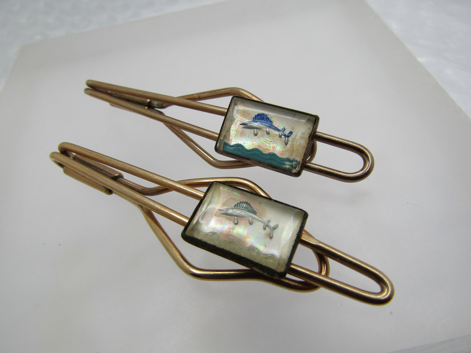 Vintage 10kt G.F. Pair of Marlin/Swordfish Tie Bars, 2.5" , Mid-Century - 2