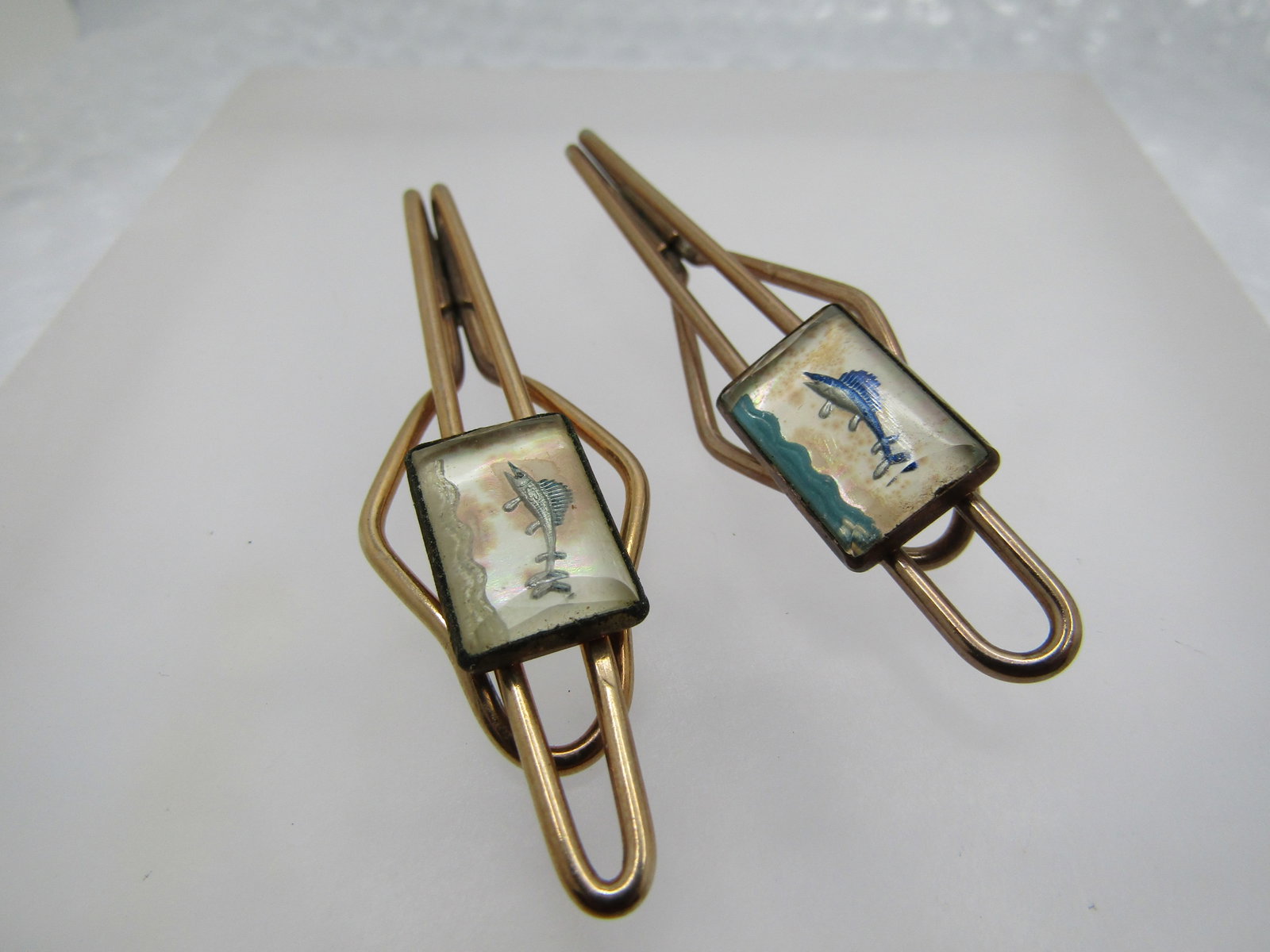 Vintage 10kt G.F. Pair of Marlin/Swordfish Tie Bars, 2.5" , Mid-Century - 3