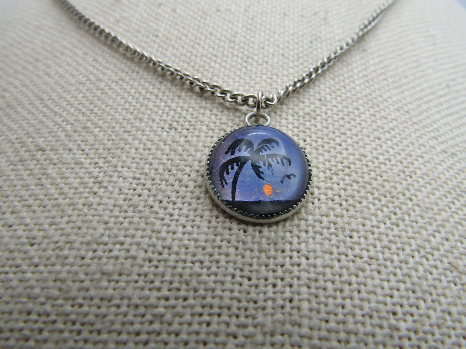 Vintage Morpho Sunset Necklace, 16", Silver tone, 1960's-1970's - 2