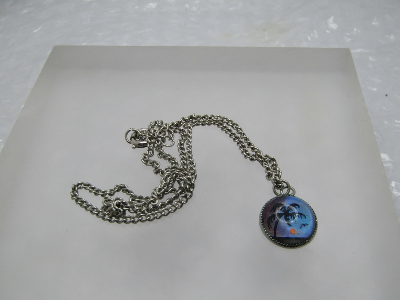 Vintage Morpho Sunset Necklace, 16", Silver tone, 1960's-1970's - 5