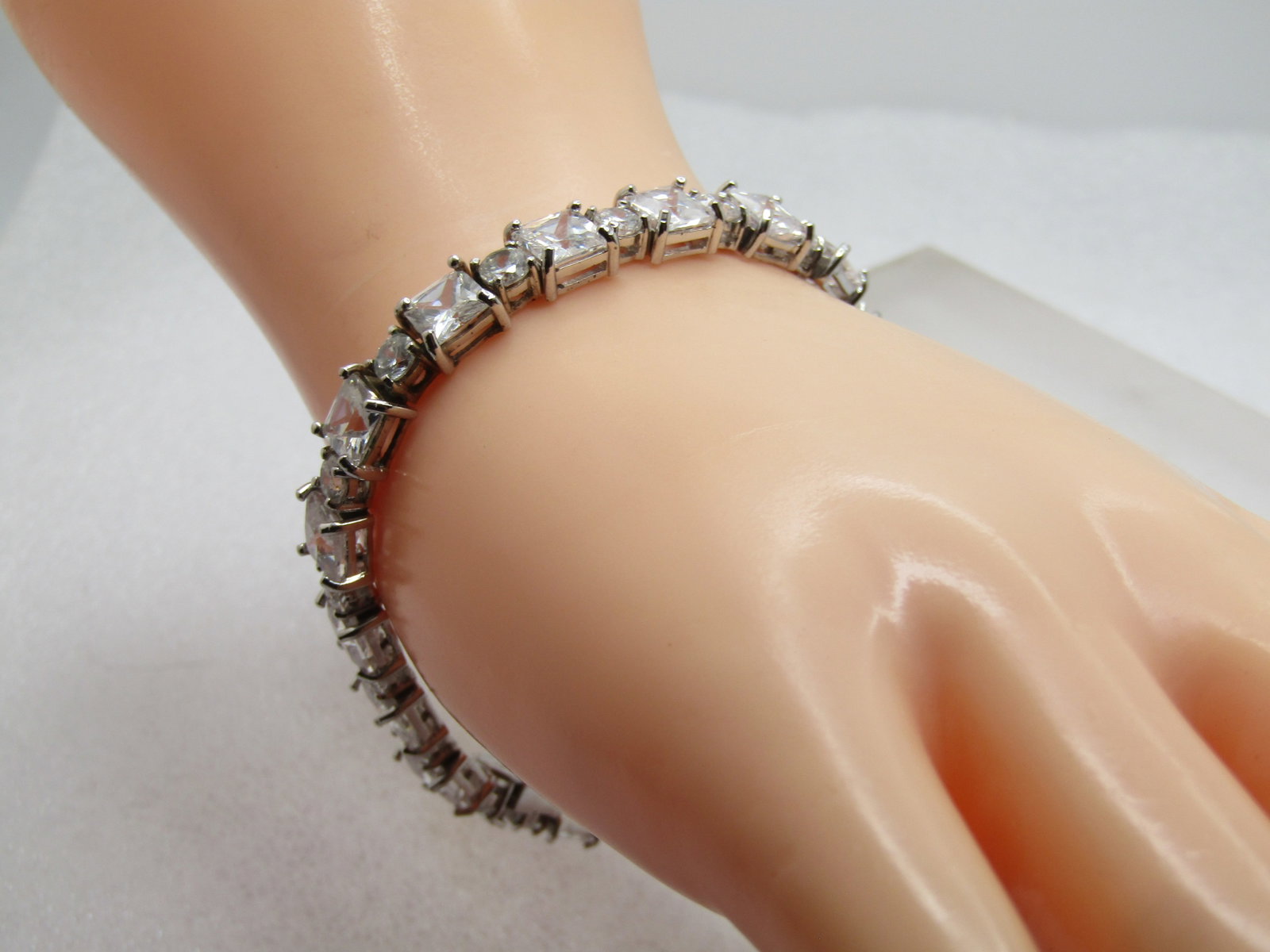 Vintage Clear Crystal Tennis Bracelet, 7" 1990's - 2