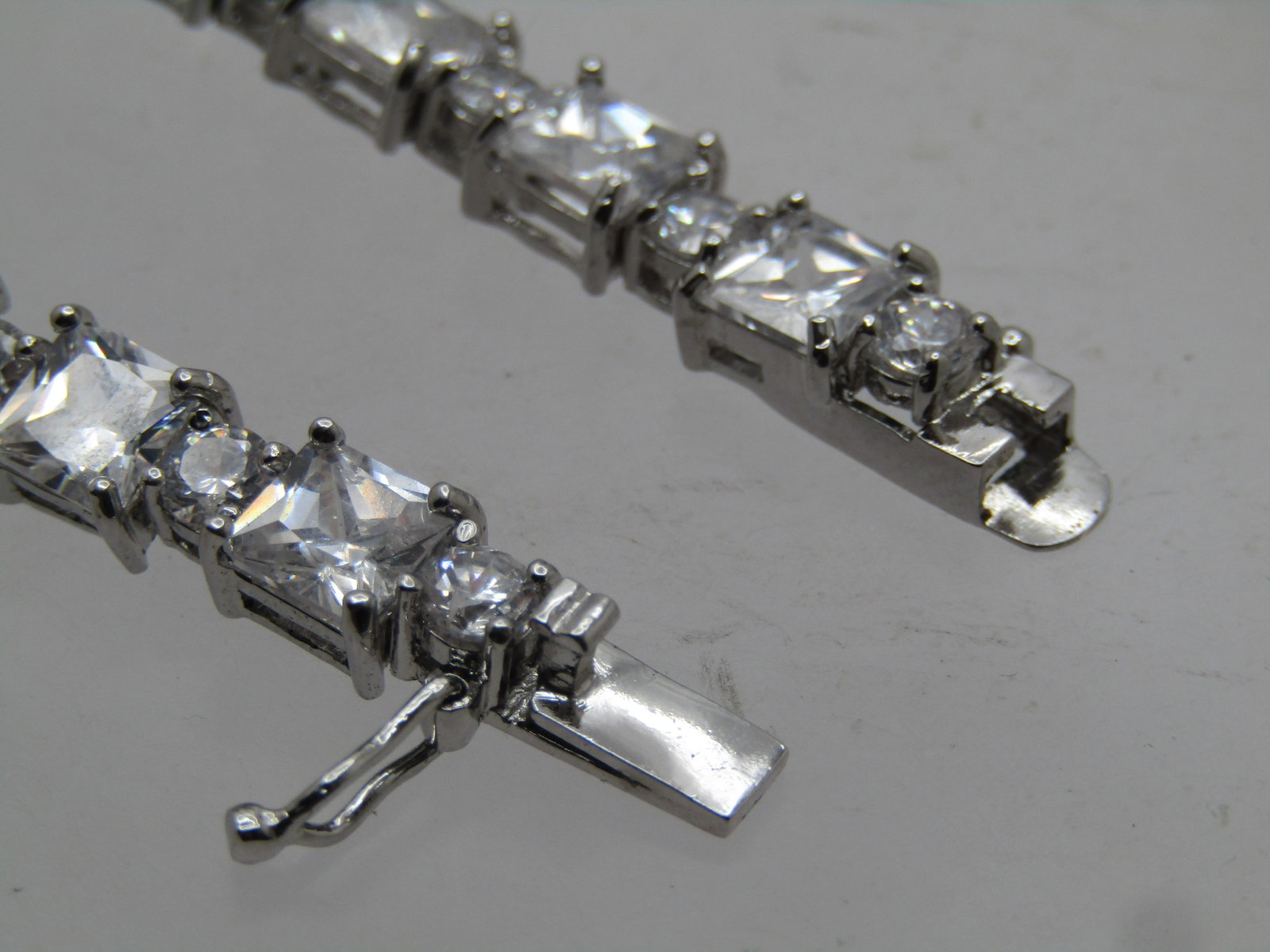 Vintage Clear Crystal Tennis Bracelet, 7" 1990's - 5