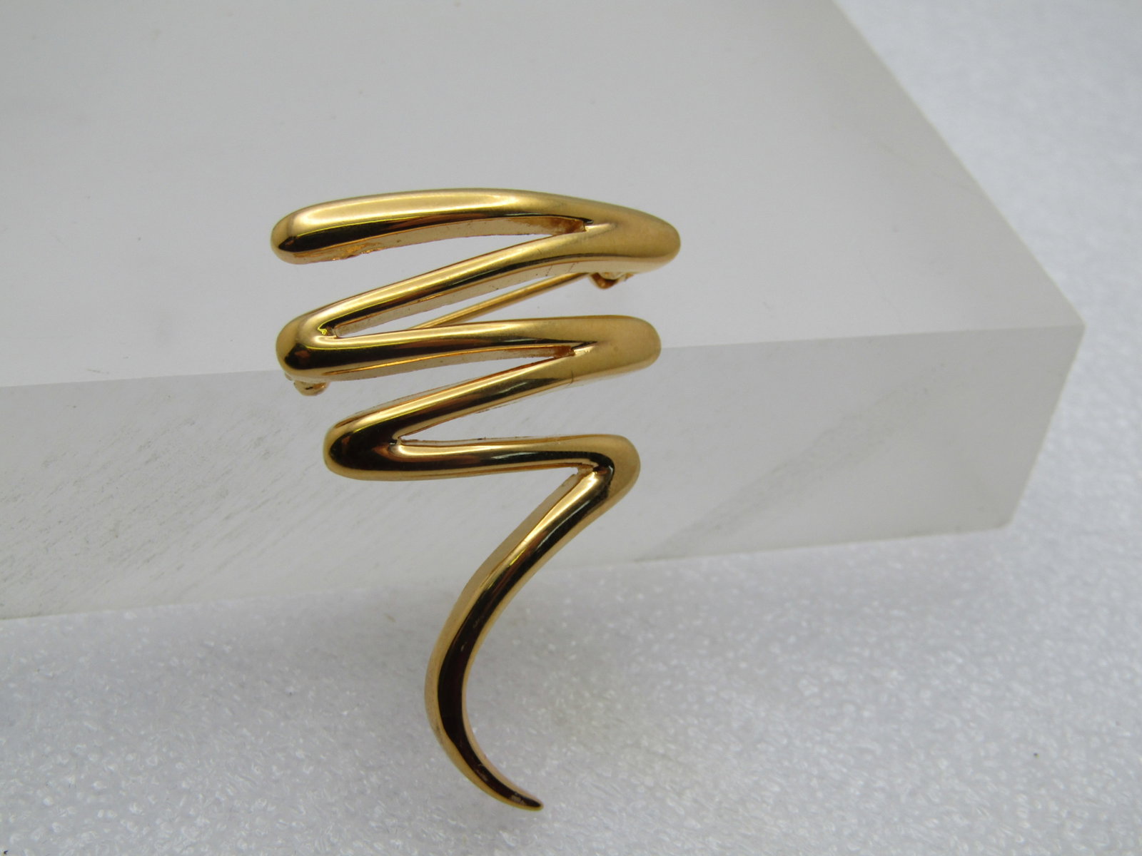 Vintage Gold Tone Scribble Brooch, 1980's-1990's, Signed AFJ - 2